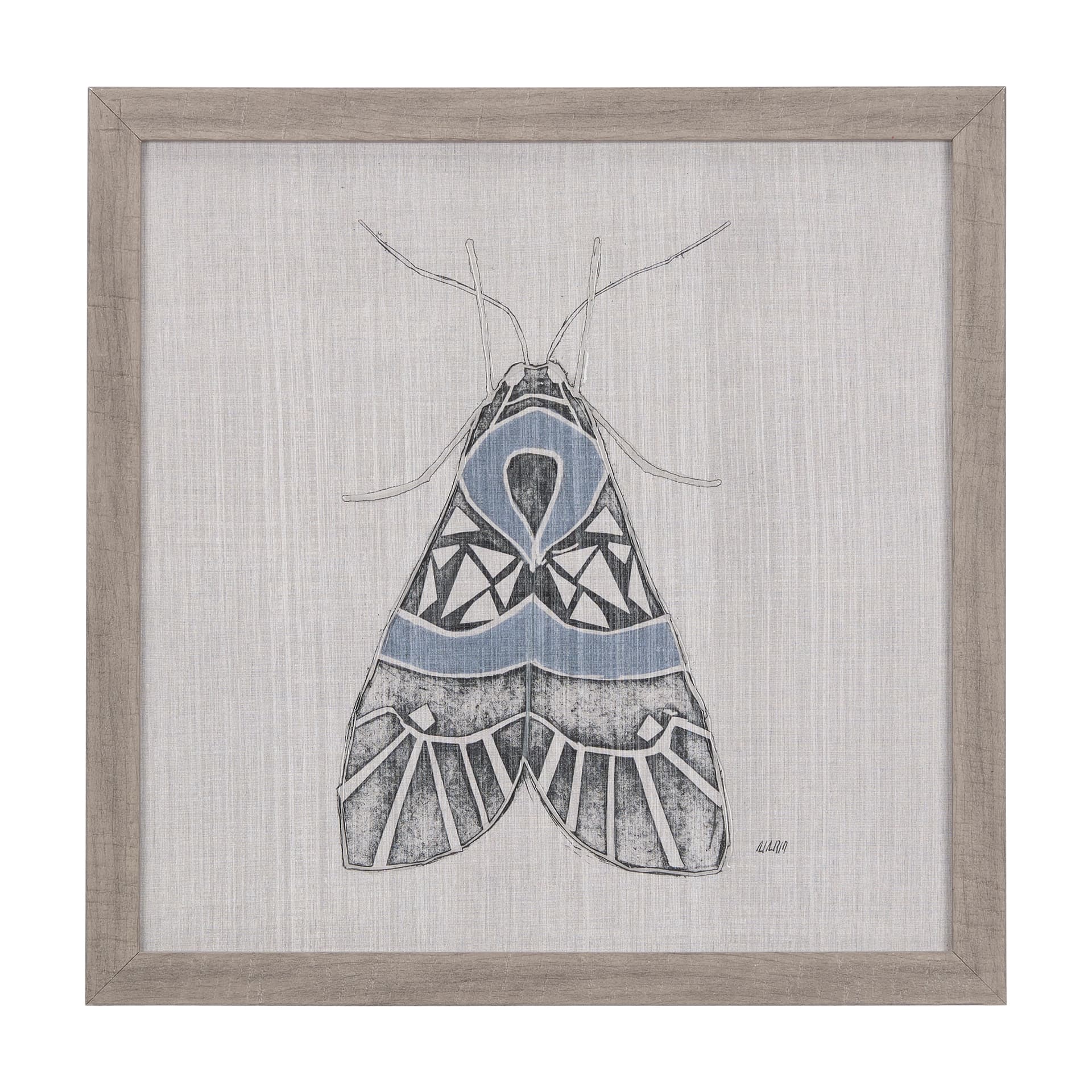 Moth Blue II by Mercana Studio a Hand Embellished Textured Framed Art Print — product photograph