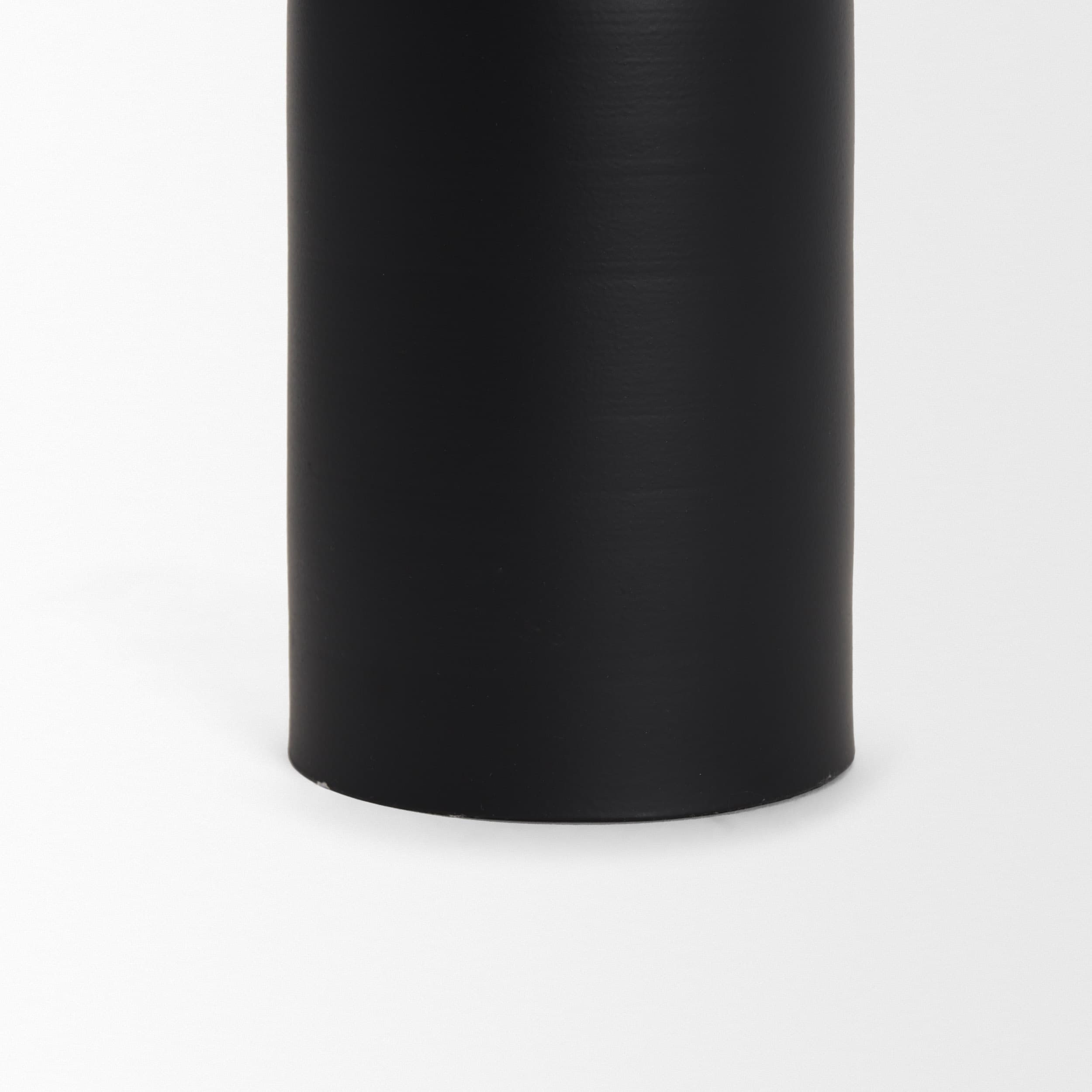 Qamra Short Black Metal Pillar Candle Holder — product photograph