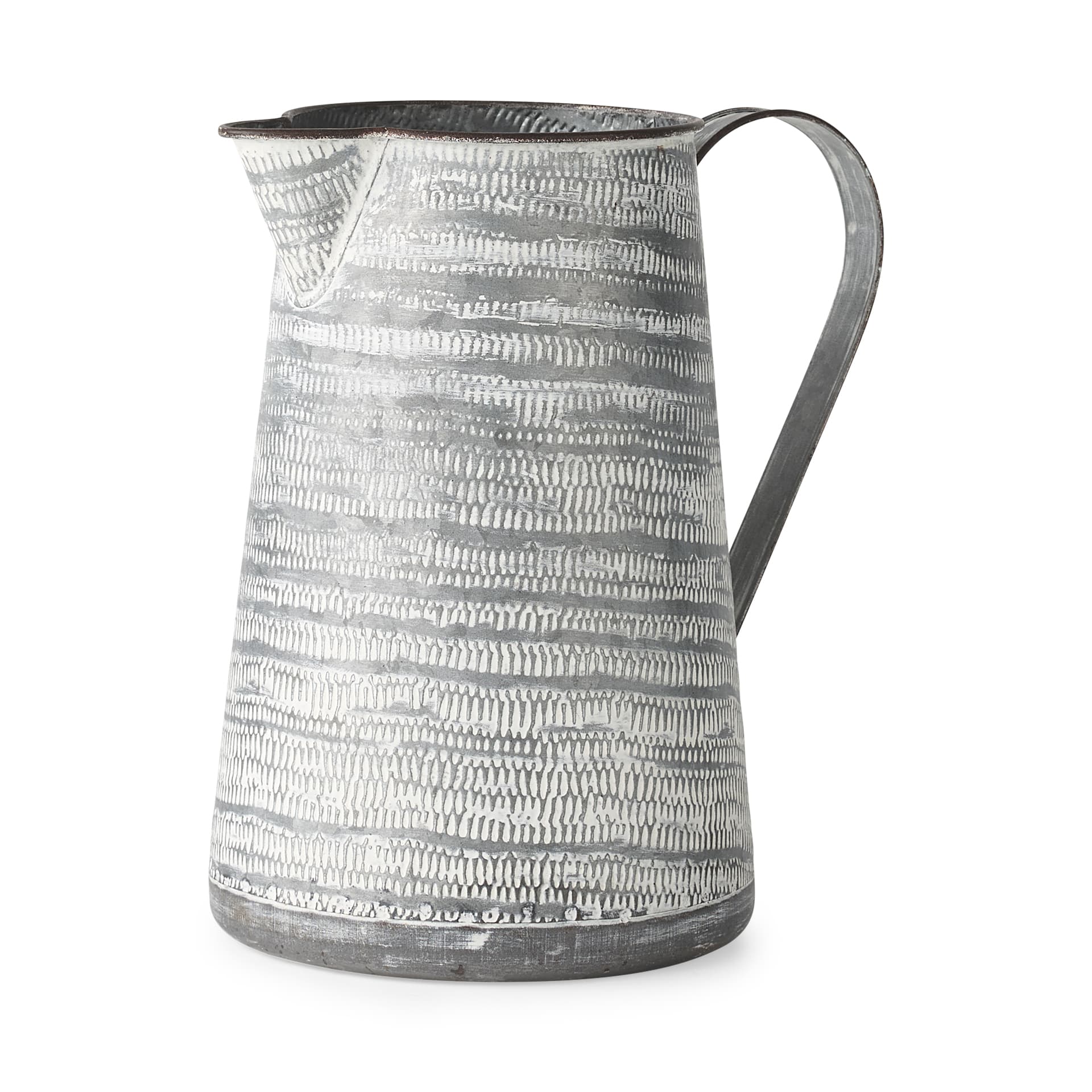 Serena II 11.2H Large Gray/White Textured Metal Jug — product photograph