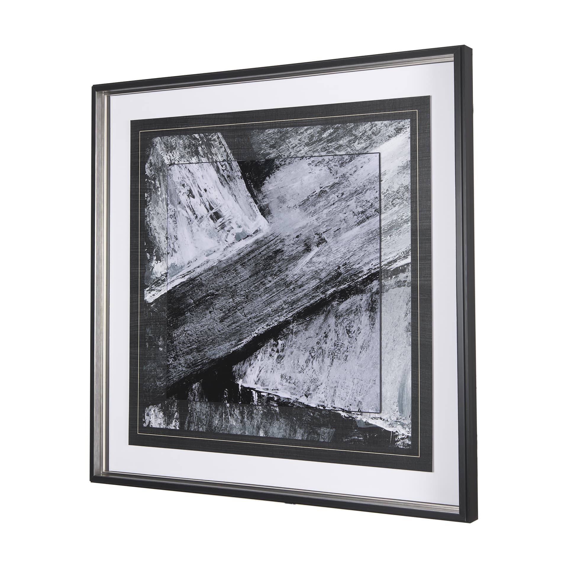 Black Composition I by Mercana Studio Hand Embellished Textured Framed Art Print Matted under Glass — product photograph