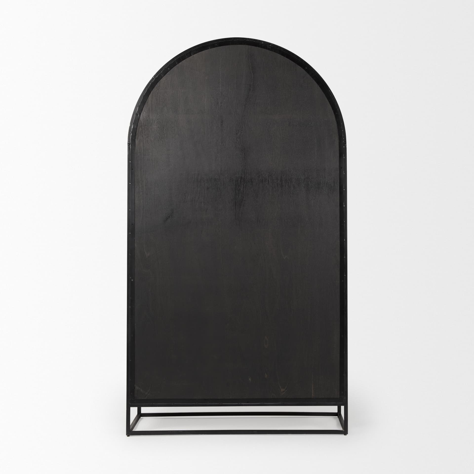 Sloan 47.5W x 85.5H Black Wood W/Black Metal Frame Arch Cabinet — product photograph
