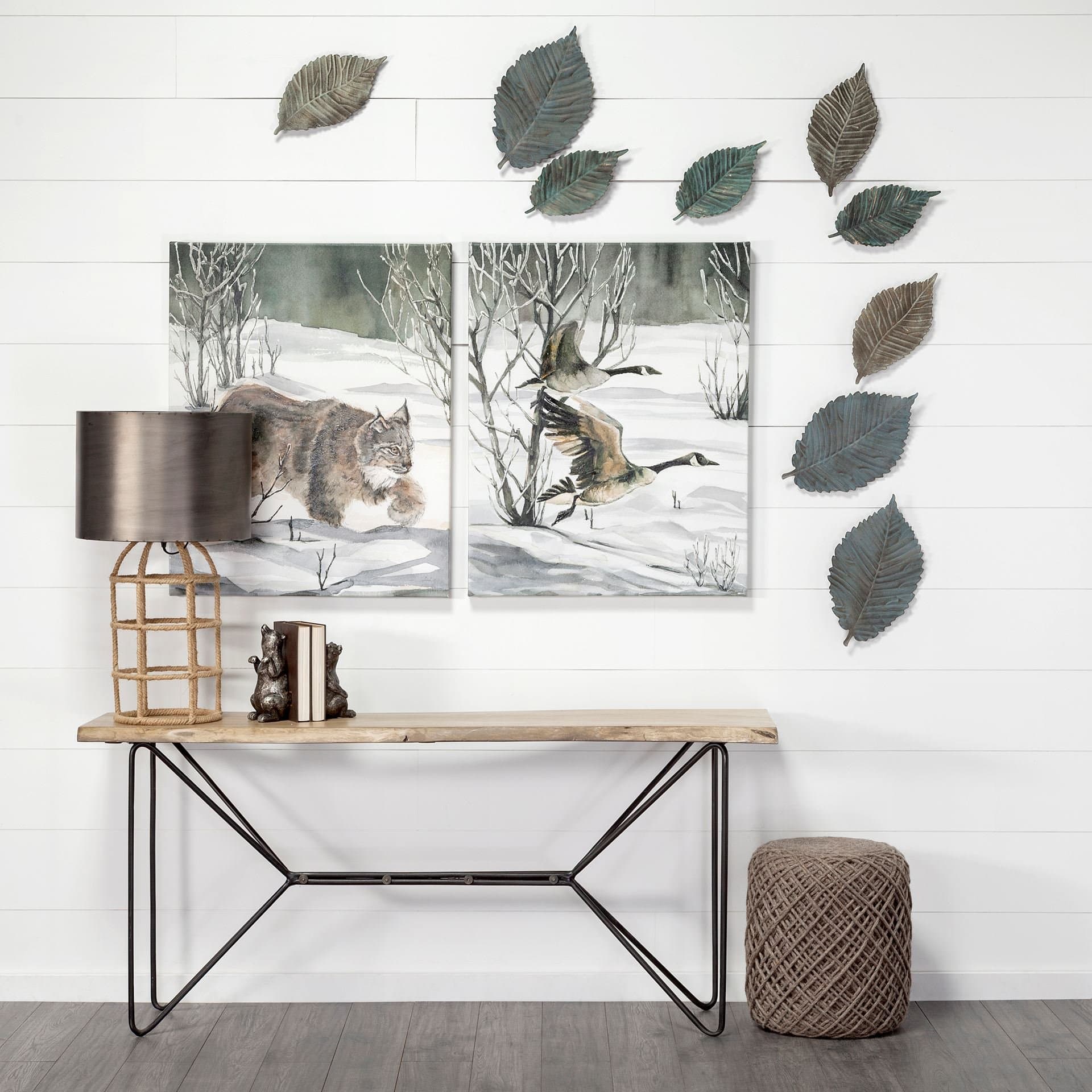 Brattea 16H Large Metal Leaf Wall Art — in a styled room
