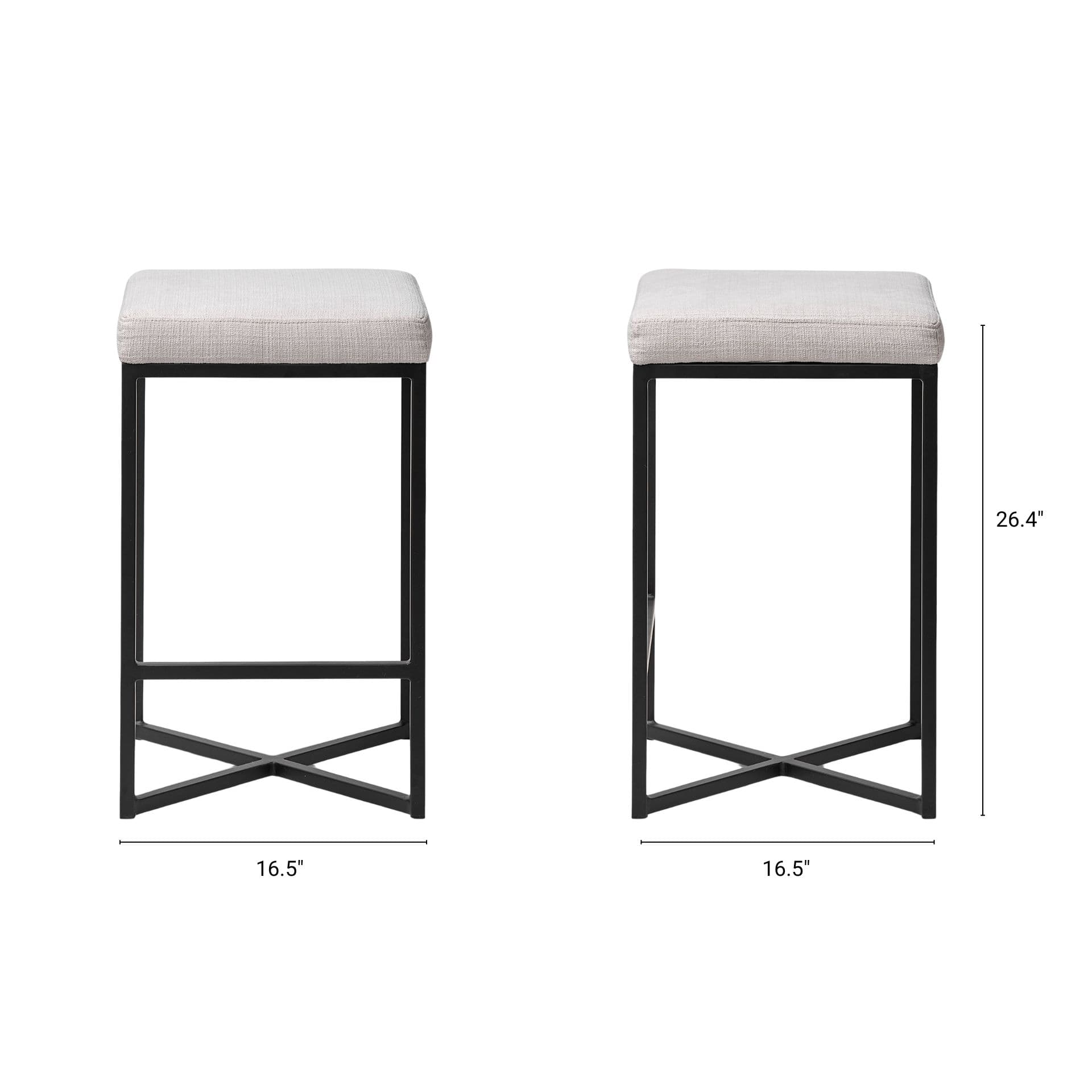 Frodo Backless 26.5in Seat Counter Stool | Counter White Fabric — product photograph