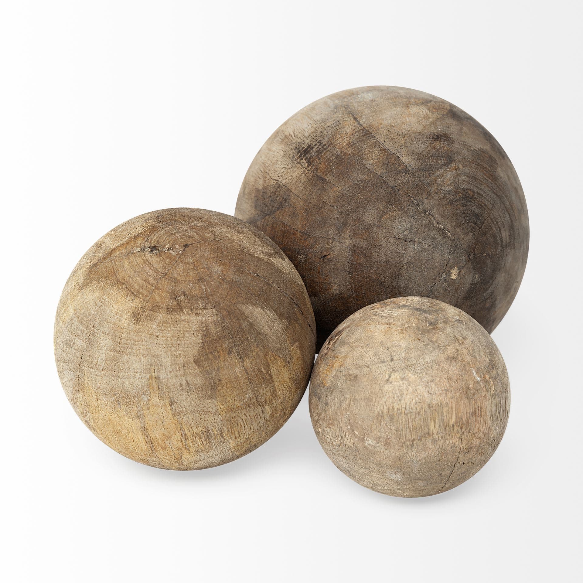 Carrick (Set of 3) Natural Wood Decorative Spheres — product photograph