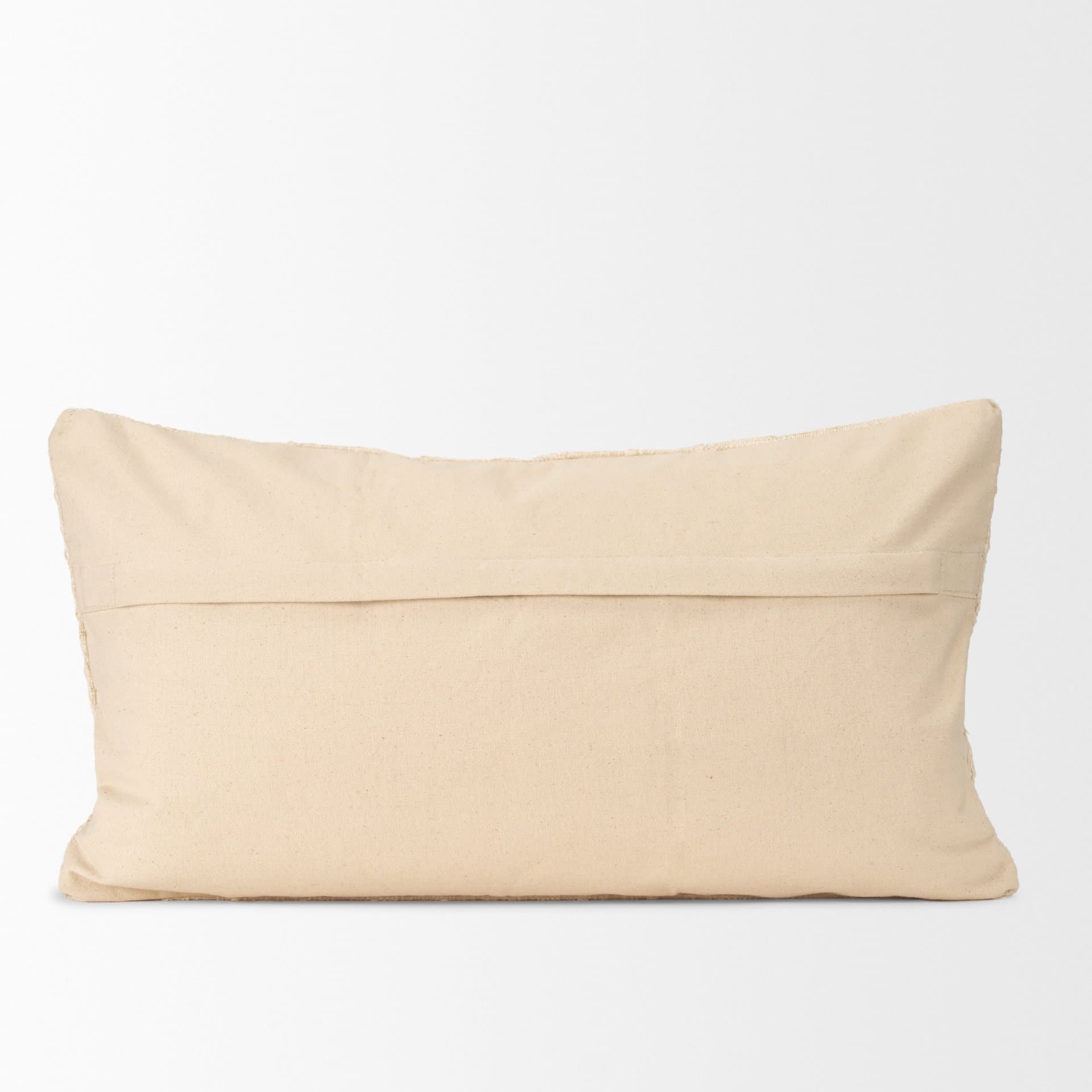Jacory 14x26 Cream Checker Textured Lumbar Pillow Cover w/Down Filler — product photograph