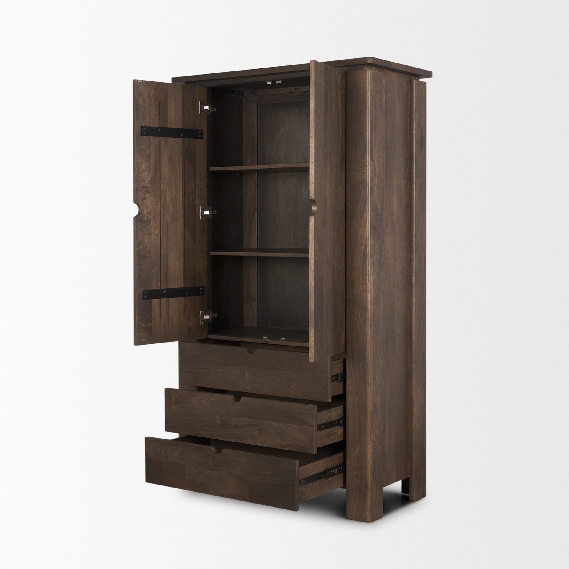 Wallen Solid Dark Brown Wood Curio Cabinet — product photograph