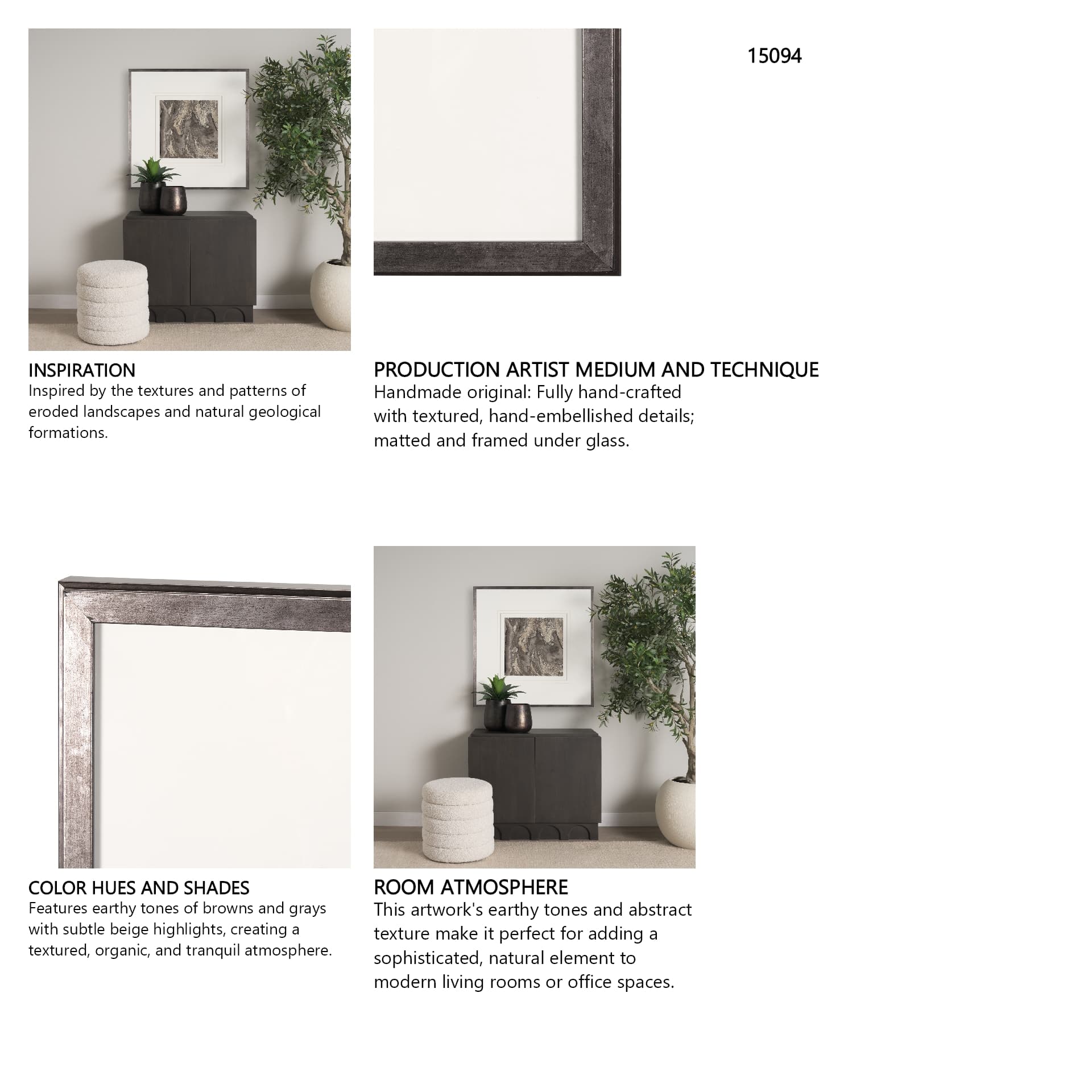 Evergreen Bark by Studio M a handmade Original Framed Artwork under Glass — in a styled room
