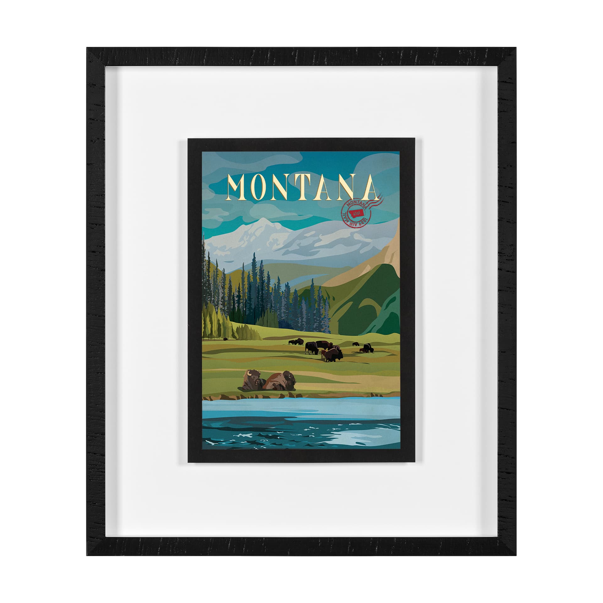 Montana Go USA (M) by Mercana Studio a Framed Art Print Matted under Glass — product photograph