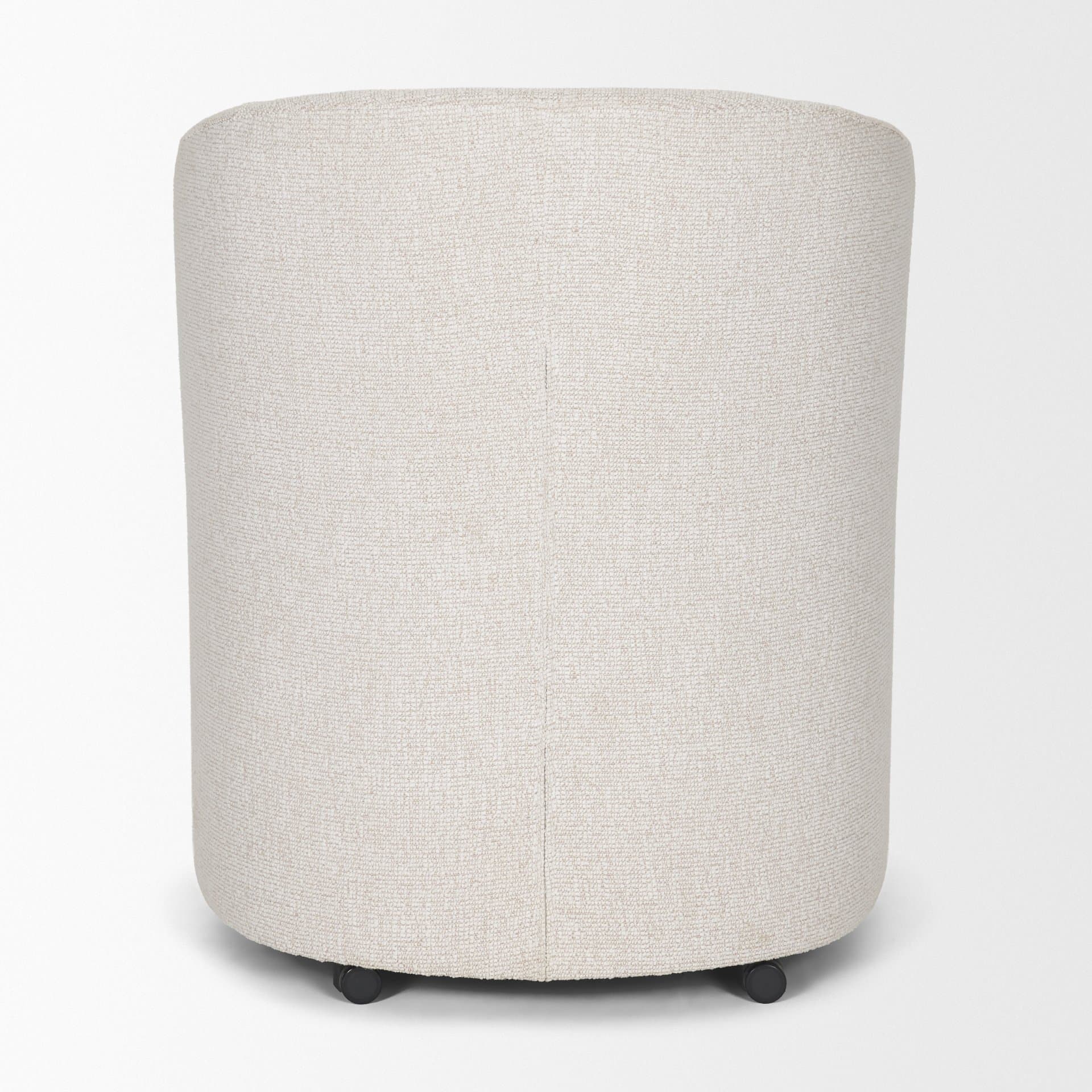 Sondra Barrel Back Dining Arm Chair | Cream Fabric w/ Wood — product photograph