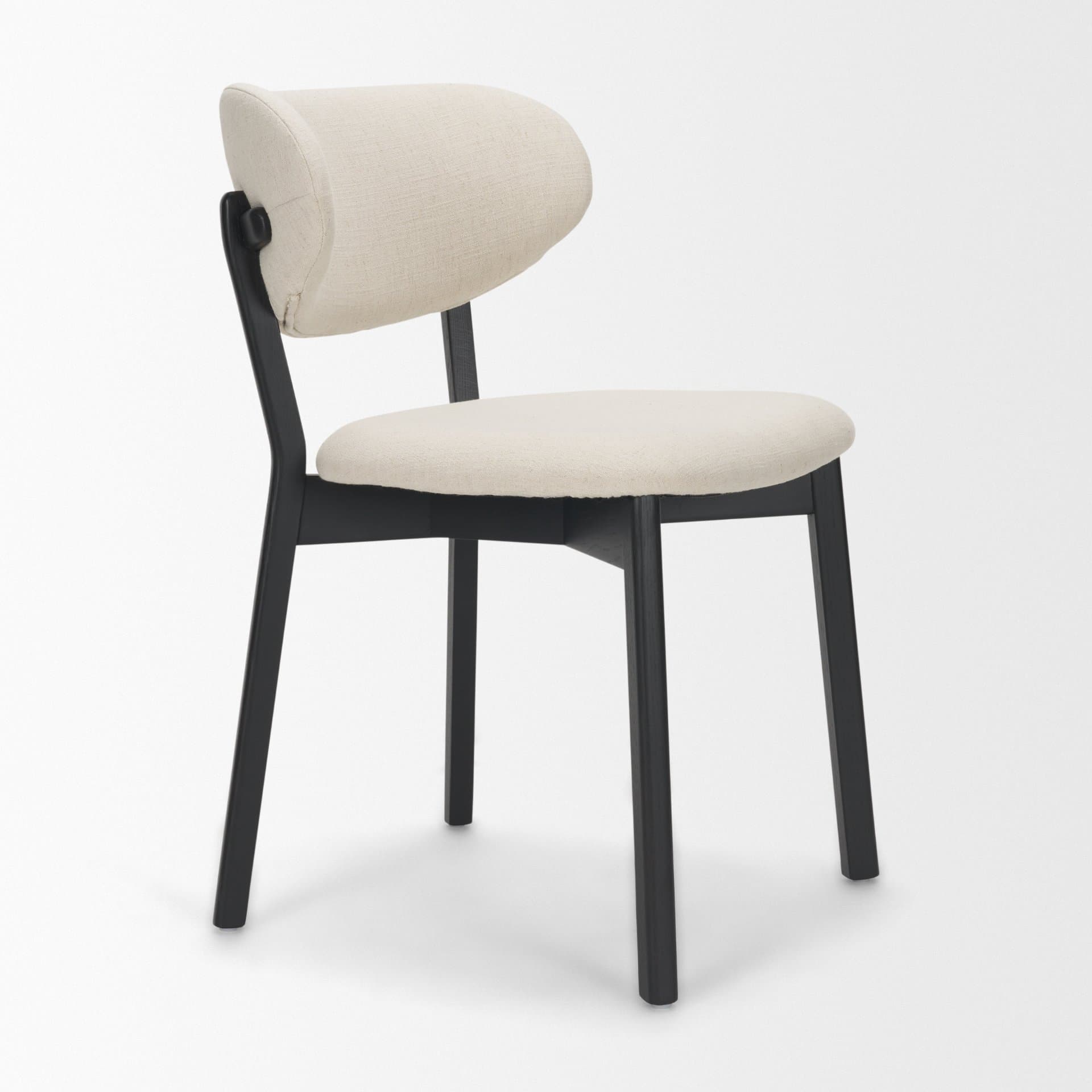 Cole Open Back Dining Side Chair | Natural Linen w/ Dark Wood — product photograph
