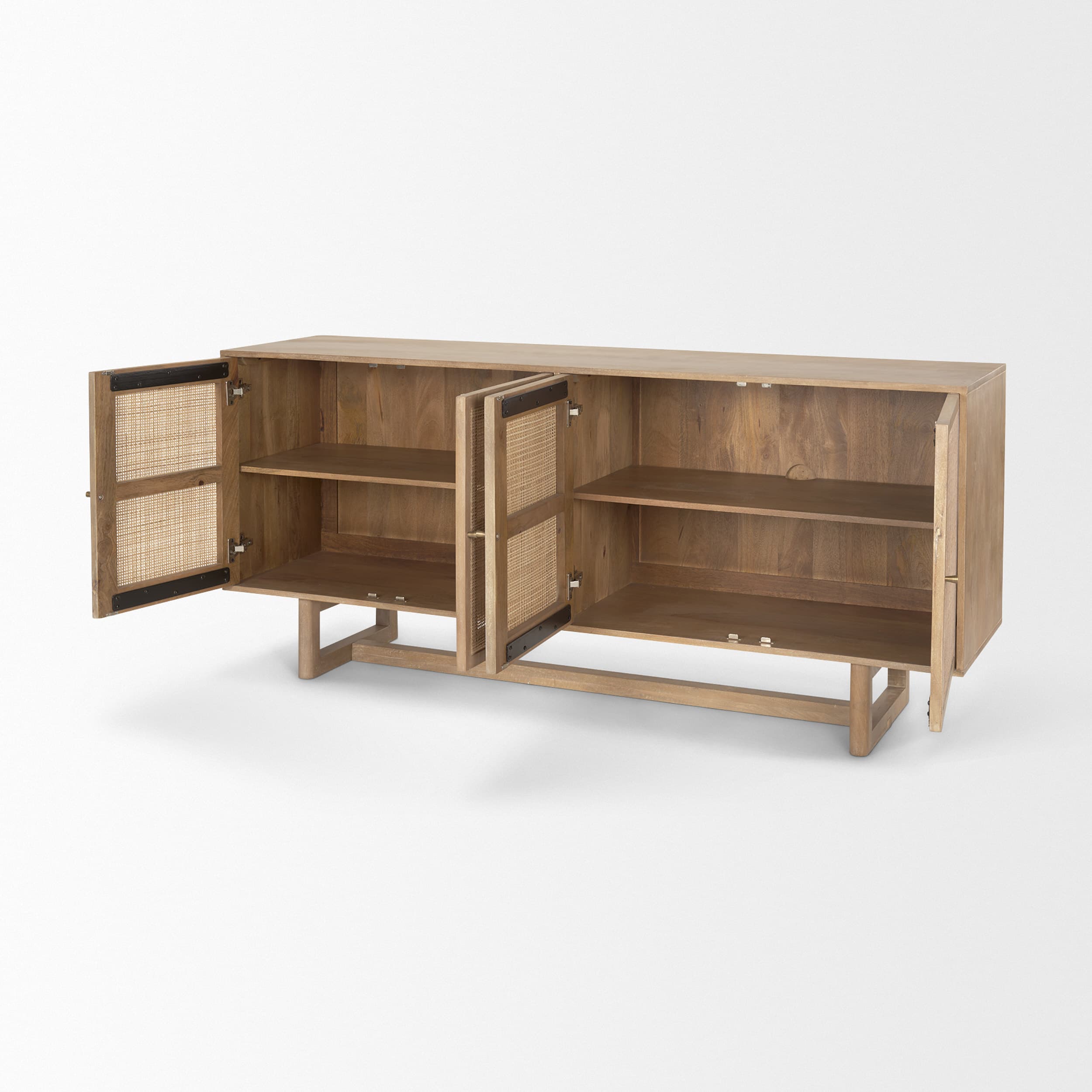 Grier 72" Light Brown Solid Wood W/ Cane Sideboard — product photograph