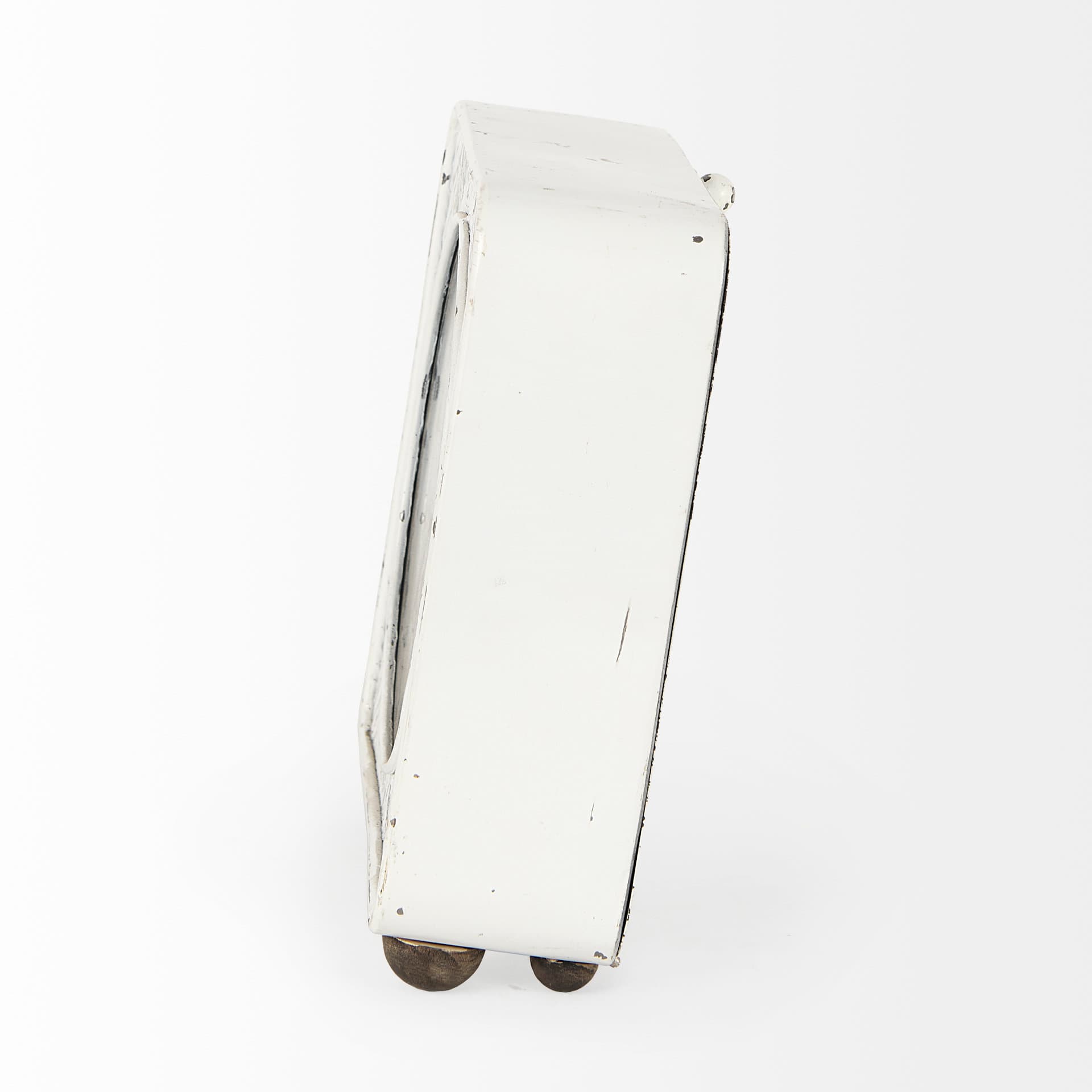 Karl 8.0L x 2.8W x 8.8H Rustic White Iron Rounded Square Table Clock — product photograph