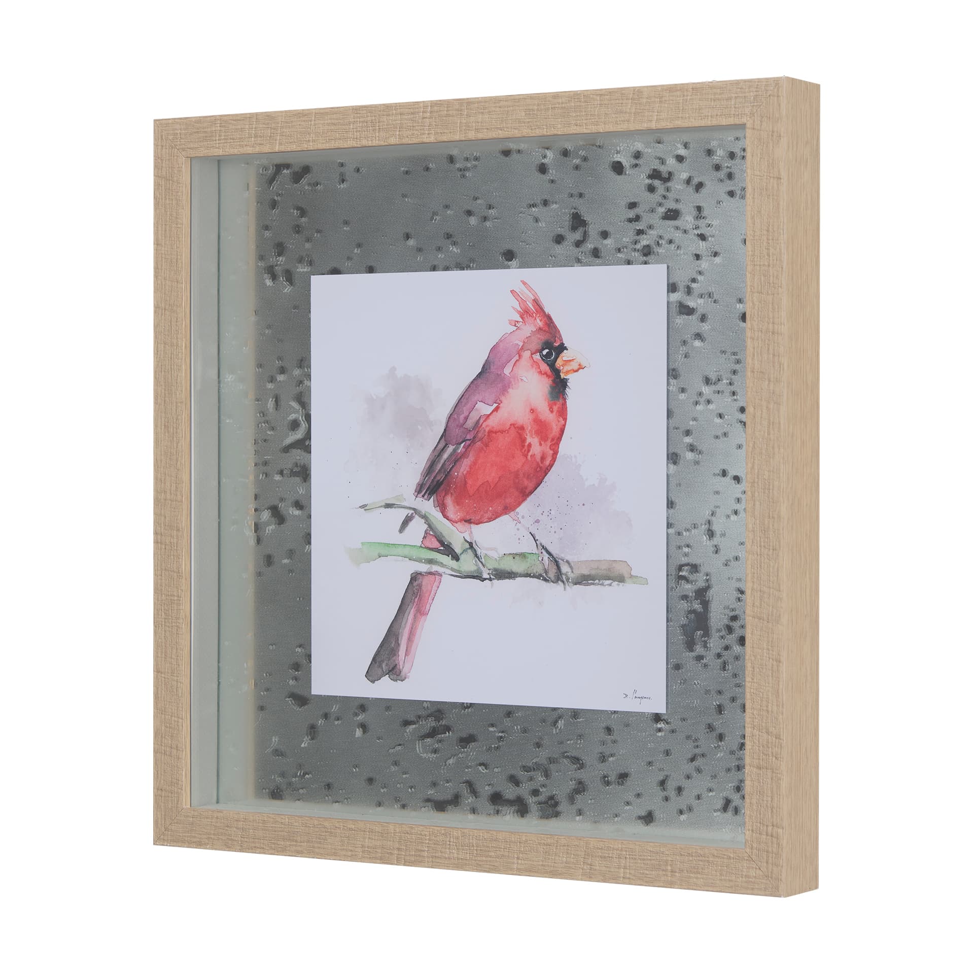 Cardinal II by Mercana Studio a Hand Embellished Textured Framed Art Print Matted under Glass — product photograph