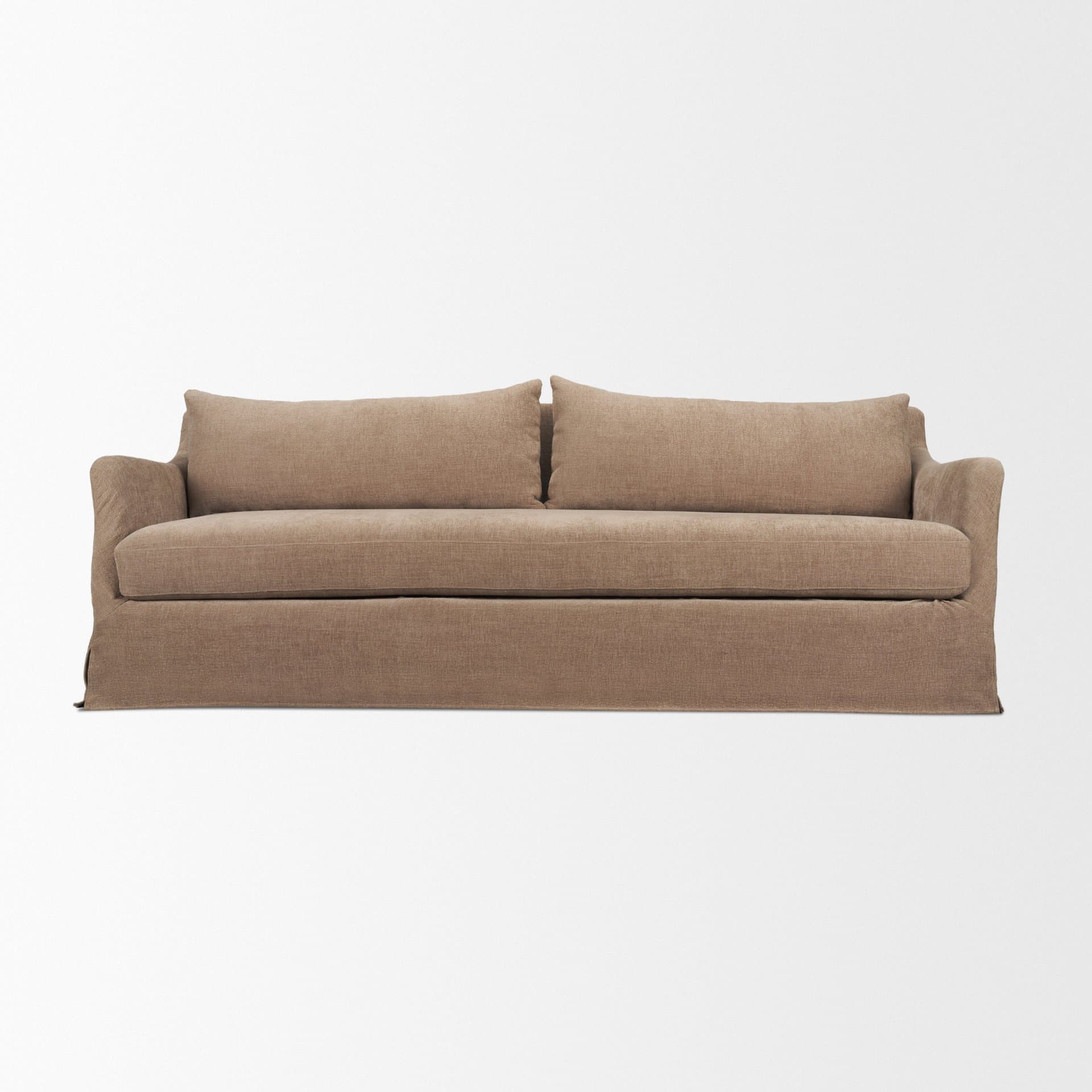 Ellington Slipcovered Slope Arm Sofa | 3 Seater | Stonewashed Latte Fabric — product photograph