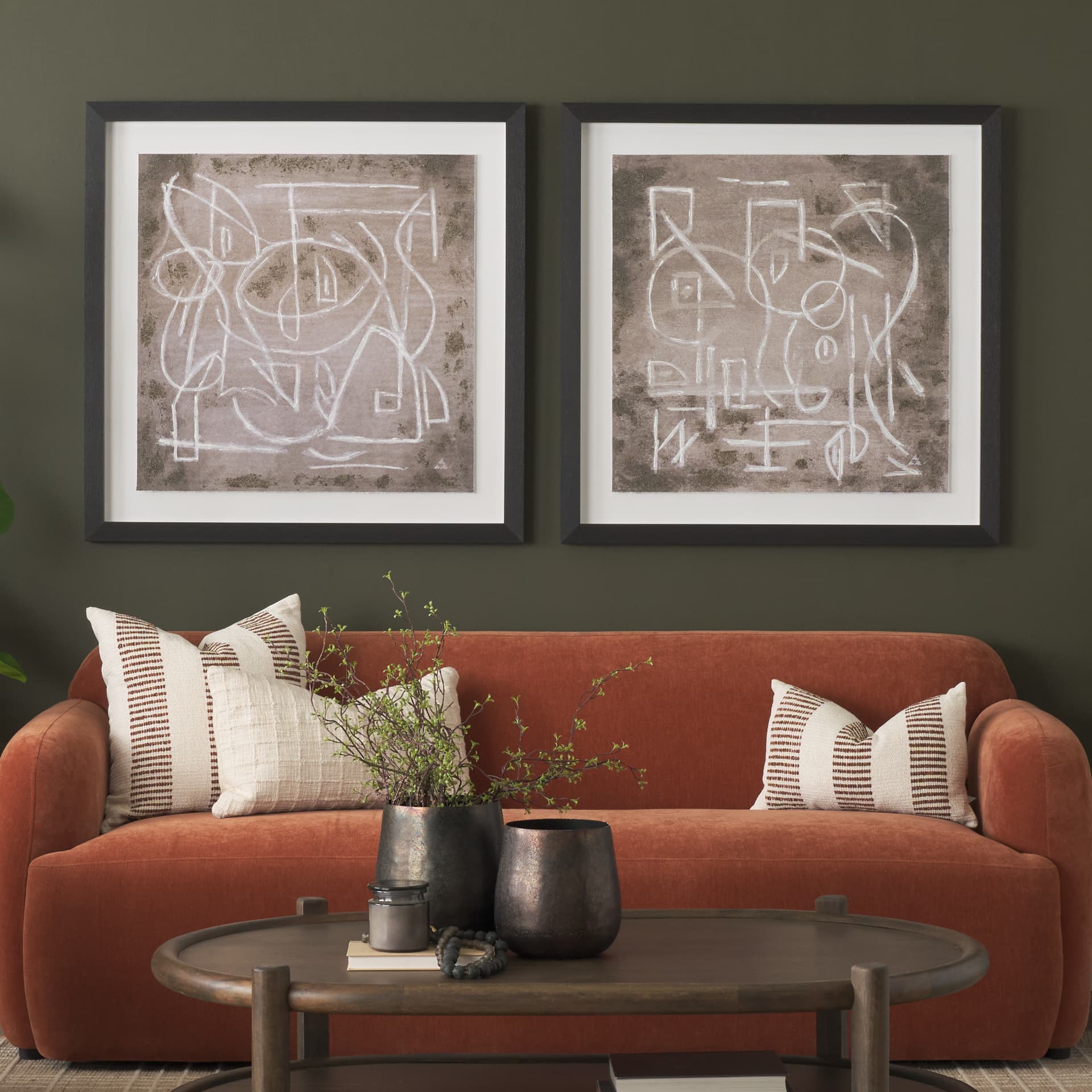Obscure I by Mercana Studio Hand-Embellished Framed Artwork Matted under Glass — in a styled room