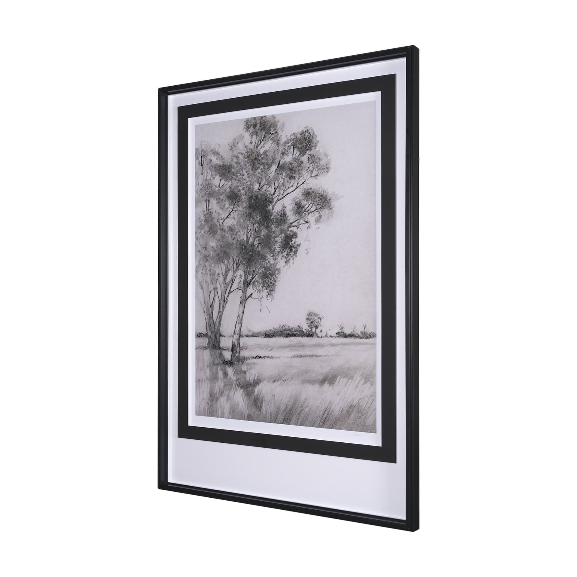 Serene View by Mercana Studio a Hand Embellished Textured Framed Art Print Matted under Glass — product photograph