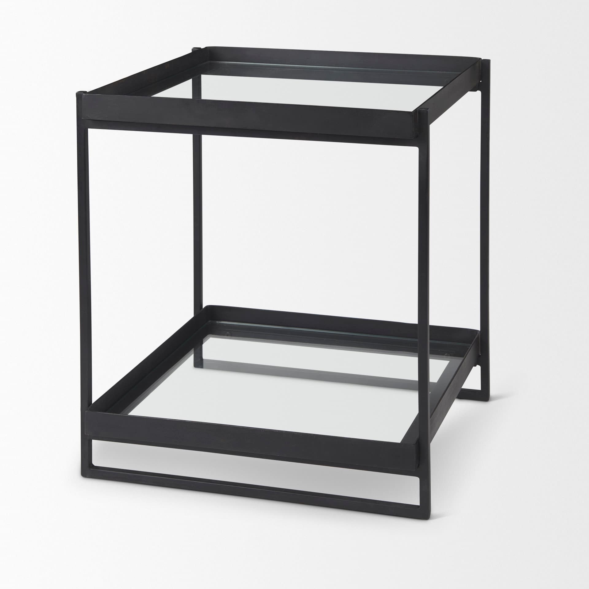 Trey Black Metal W/Glass Accent Table — product photograph