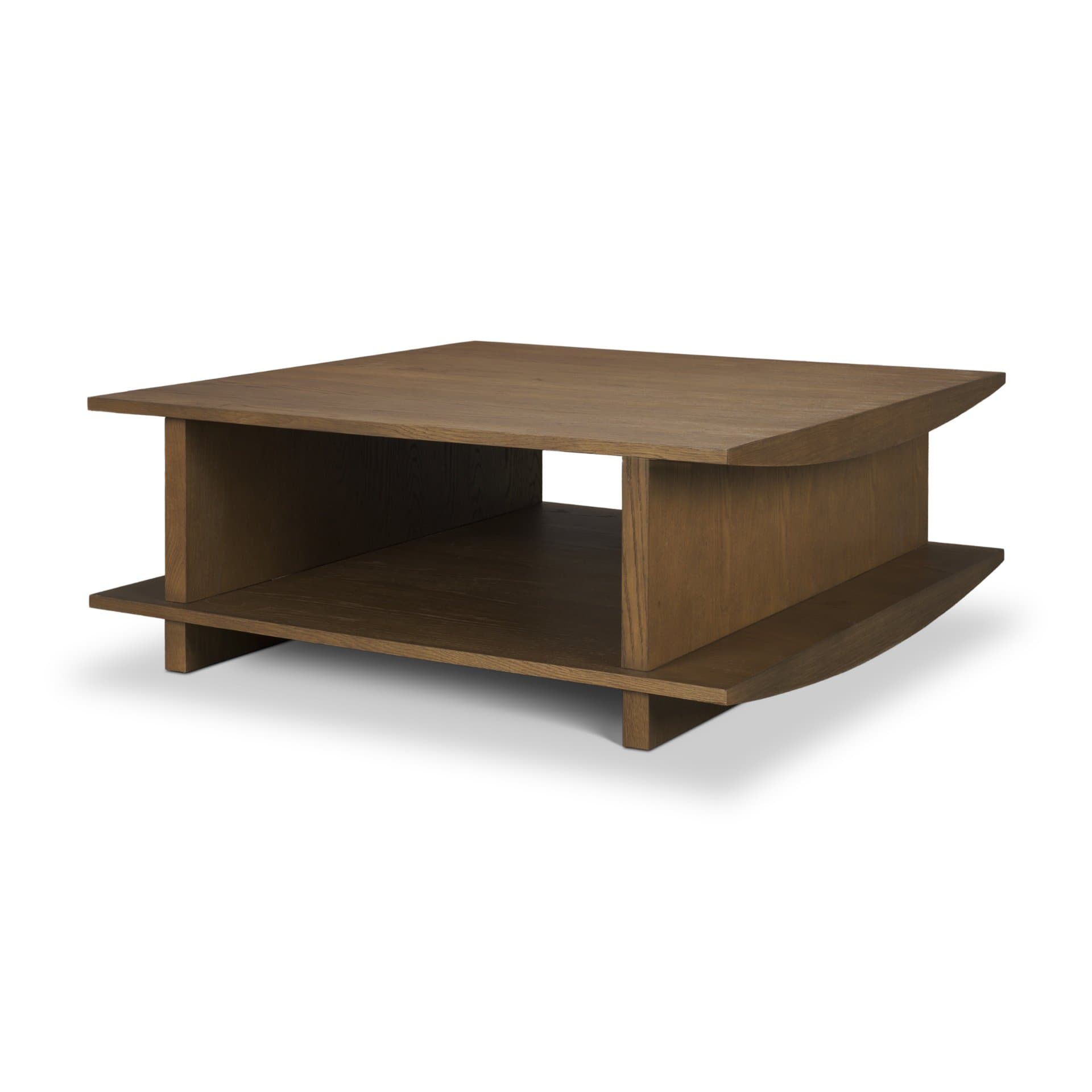 Boden 42" Square Wood Coffee Table w/ Open Shelf — product photograph