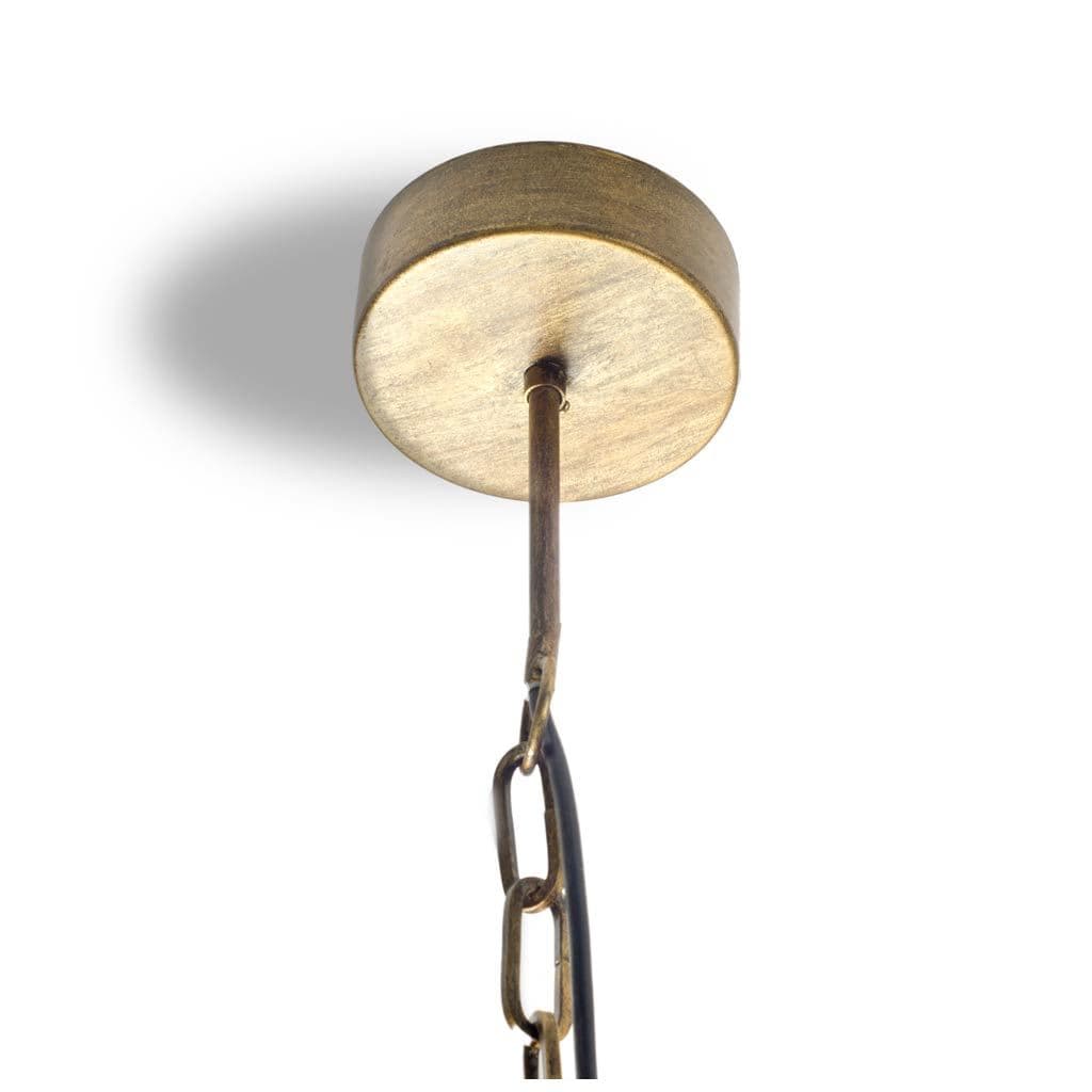 Pendra (26"x23") Gold Metal Whitewashed Wooden Bead Three Bulb Chandelier — product photograph