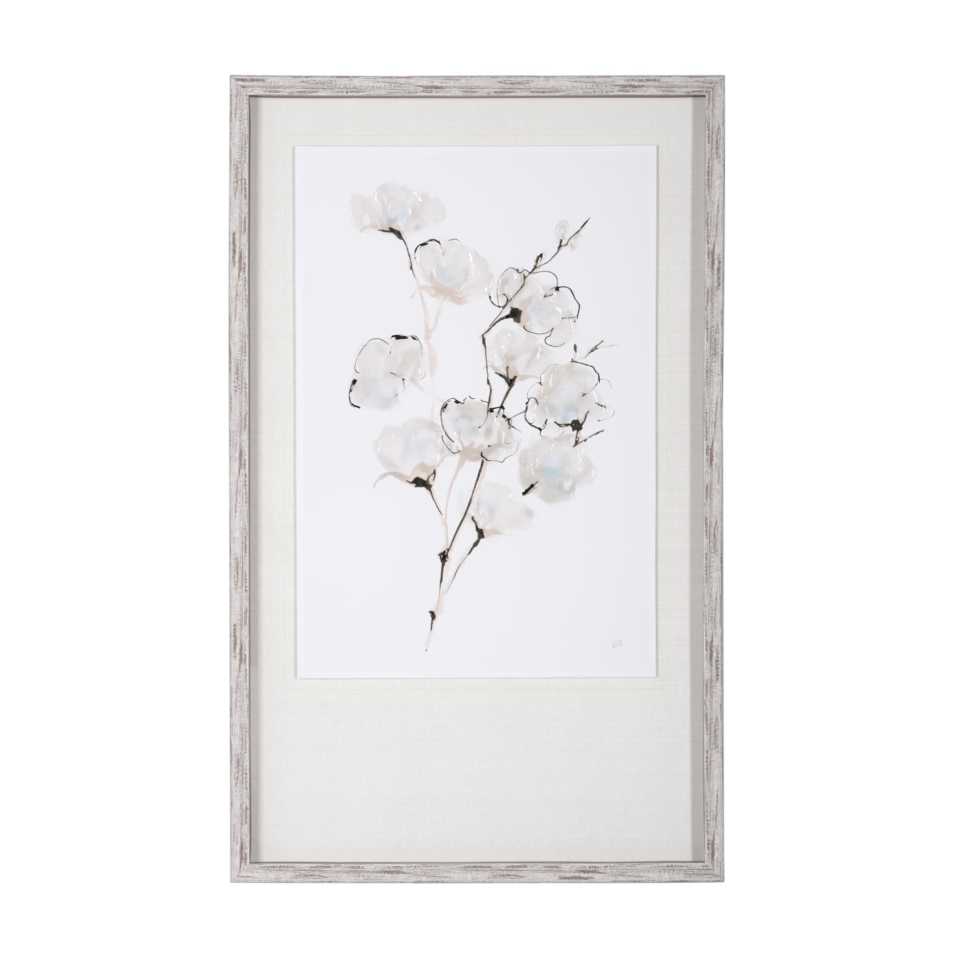 Summer Cotton III by Chris Paschke a Hand Embellished Textured Framed Art Print Matted under Glass — product photograph