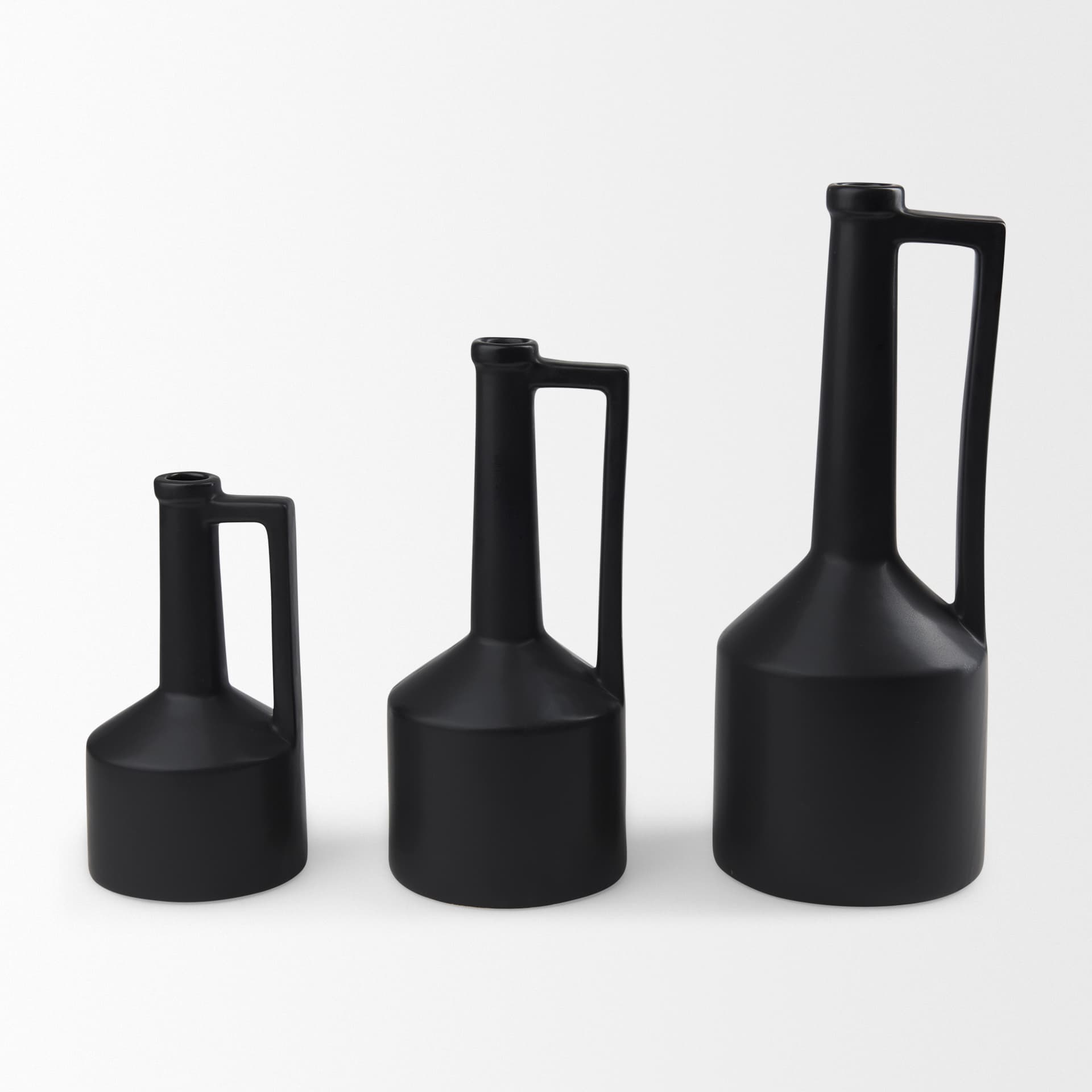 Burton 10.8H Small Matte Black Ceramic Jug Vase — product photograph