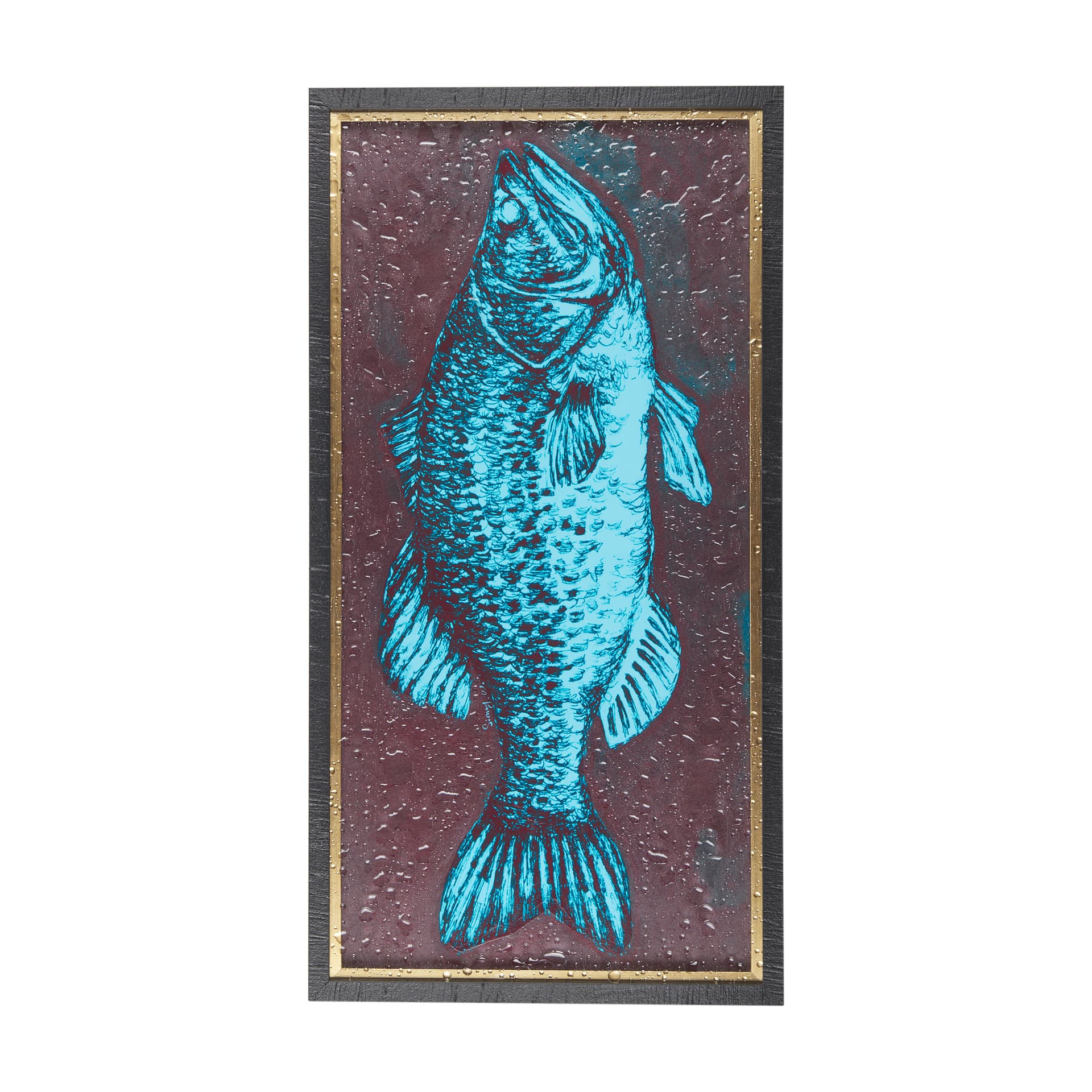 Largemouth Bass Turquoise by Mercana Studio a Hand Embellished Textured Framed Art Print — product photograph
