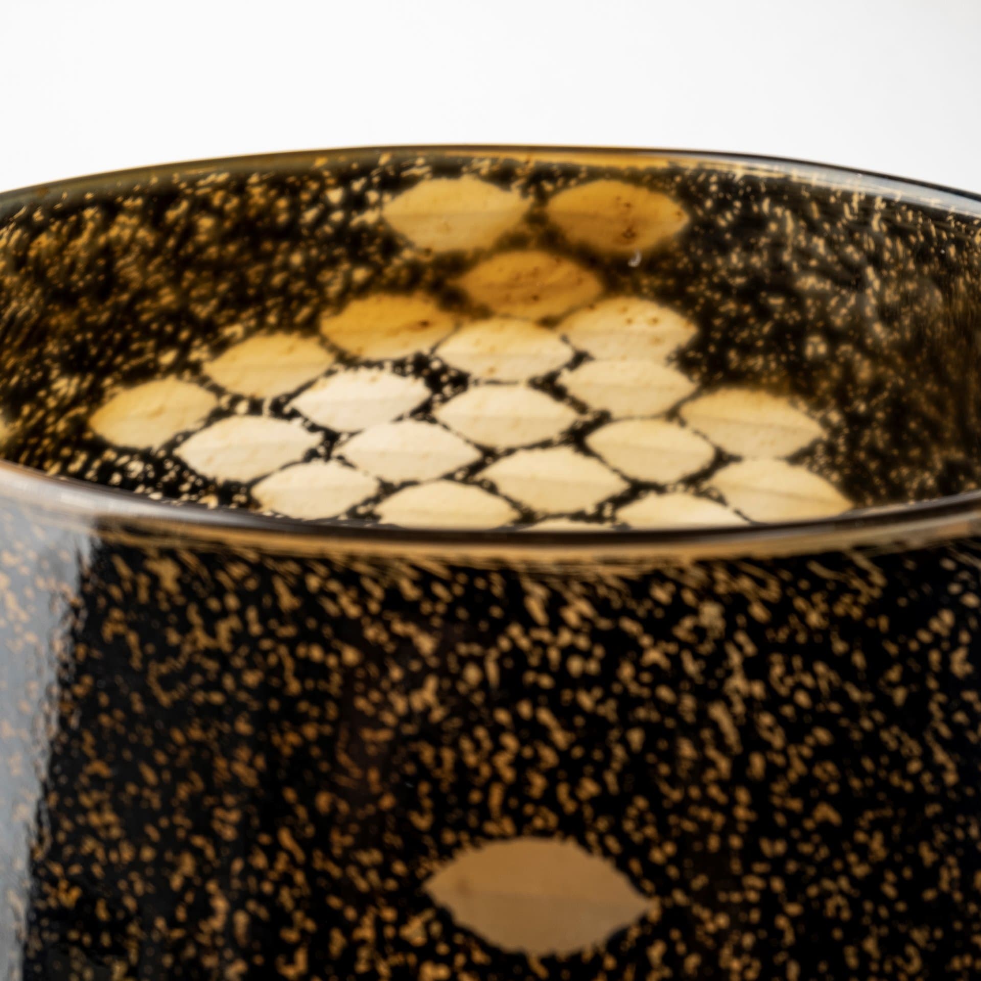 Mojave Large Black and Gold Detail Glass Vase — product photograph