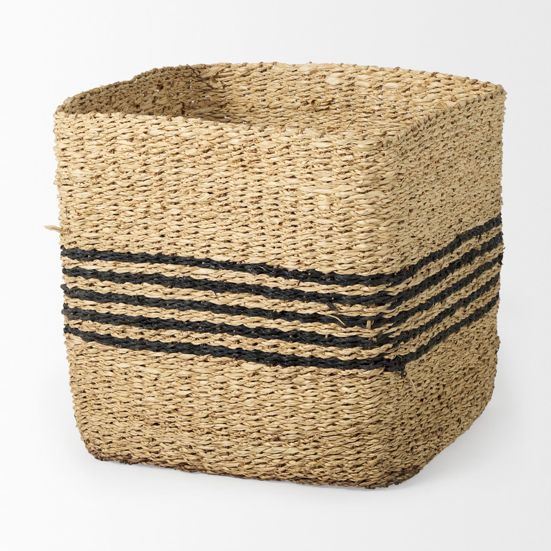 Cullen 15.7L x 15.7W x 15.7H (Set of 3) Grey Twisted Seagrass Square Basket — product photograph