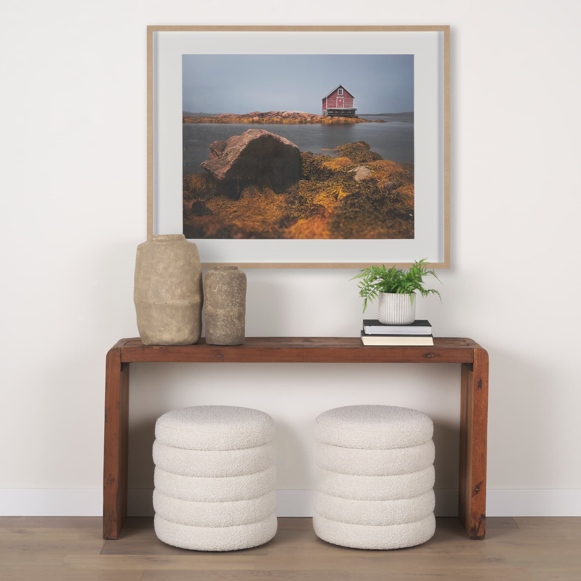 Fogo Island by Chad Mackay a Hand Embellished Framed Photo Art Print Matted under Glass — in a styled room