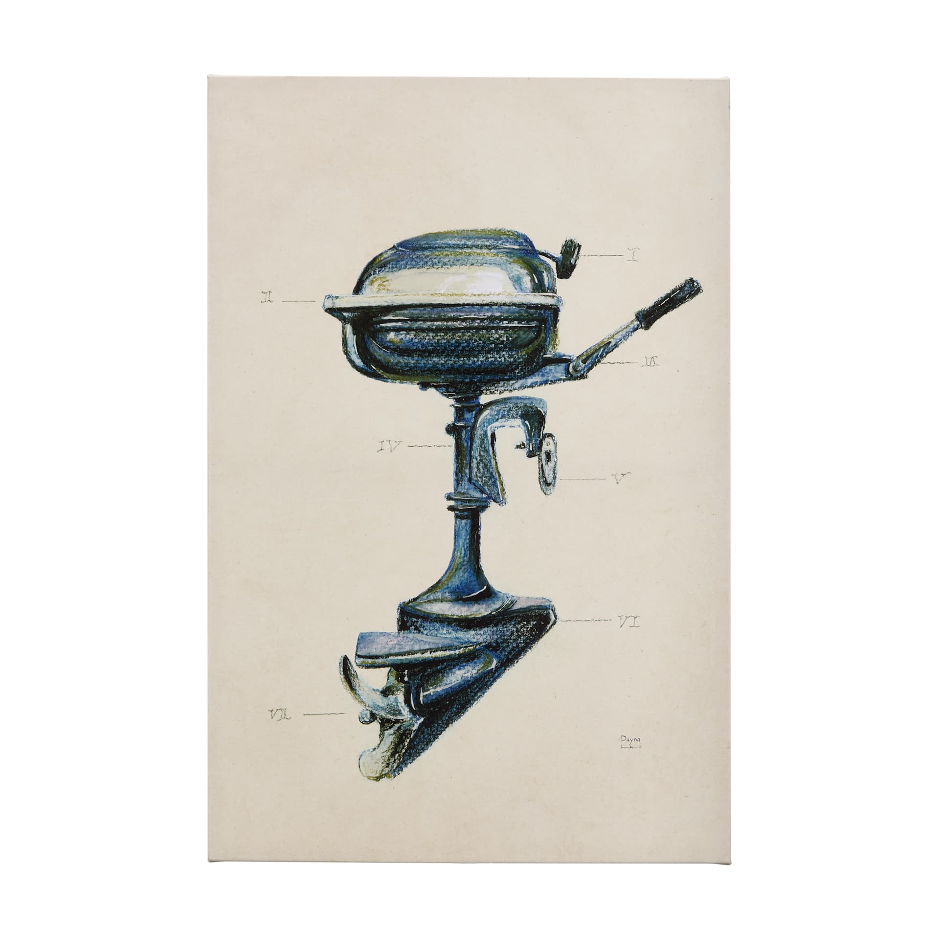Vintage Motor II by Mercana Studio a Hand Embellished Textured Canvas — product photograph