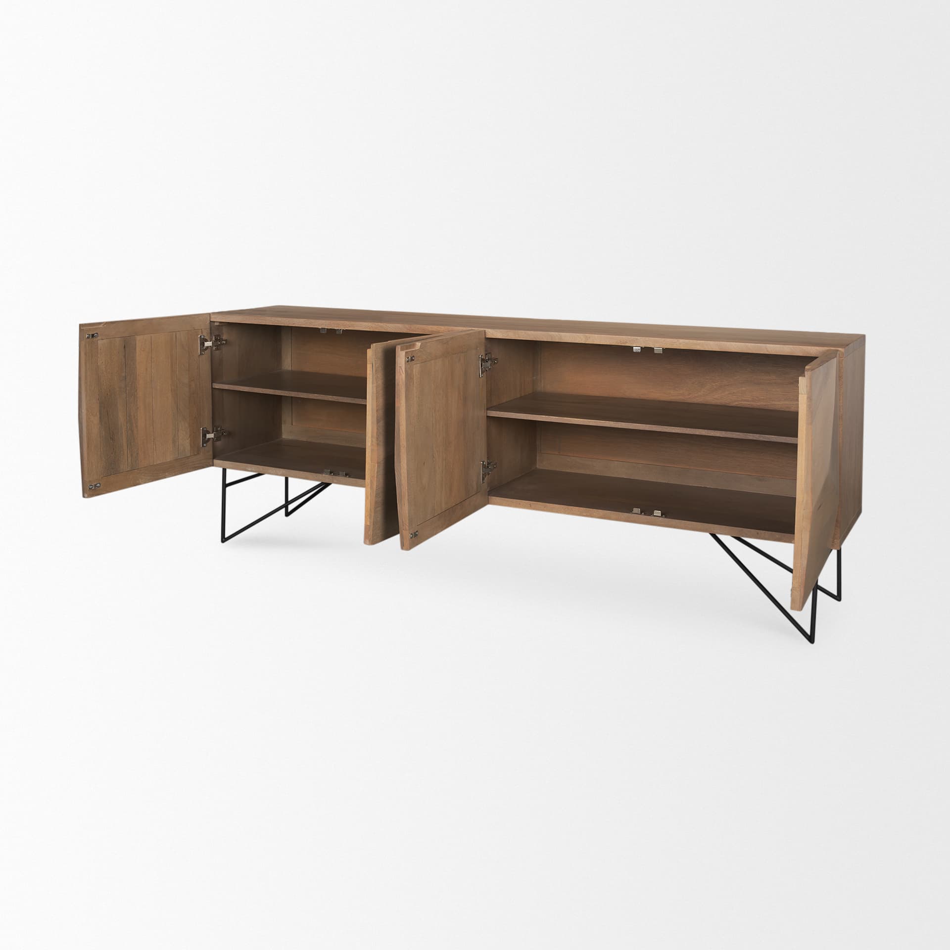 Darwin Light Brown Wooden 4 Door w/ 2 Shelves Sideboard — product photograph