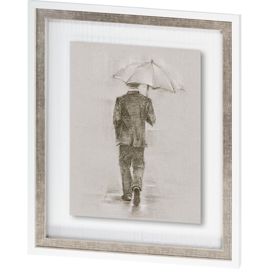 Rainy Day Rendezvous by Mercana Studio Hand Embelished Textured Framed Art Print Matted under Glass — product photograph