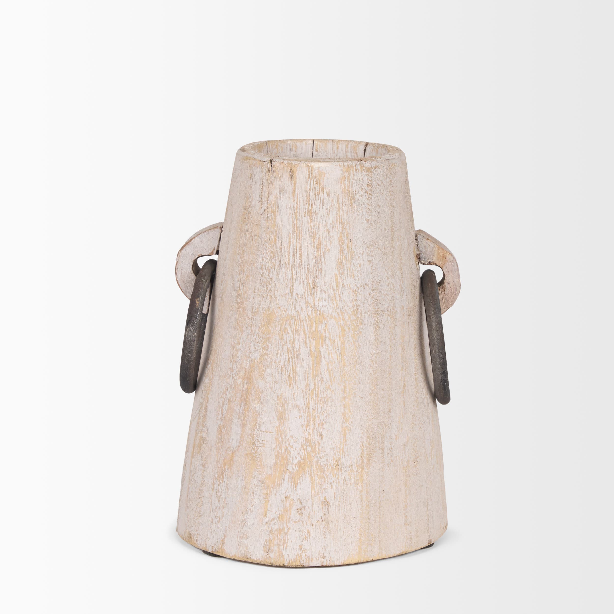 Monique Small Light Brown w/ Handles Wood Pot — product photograph