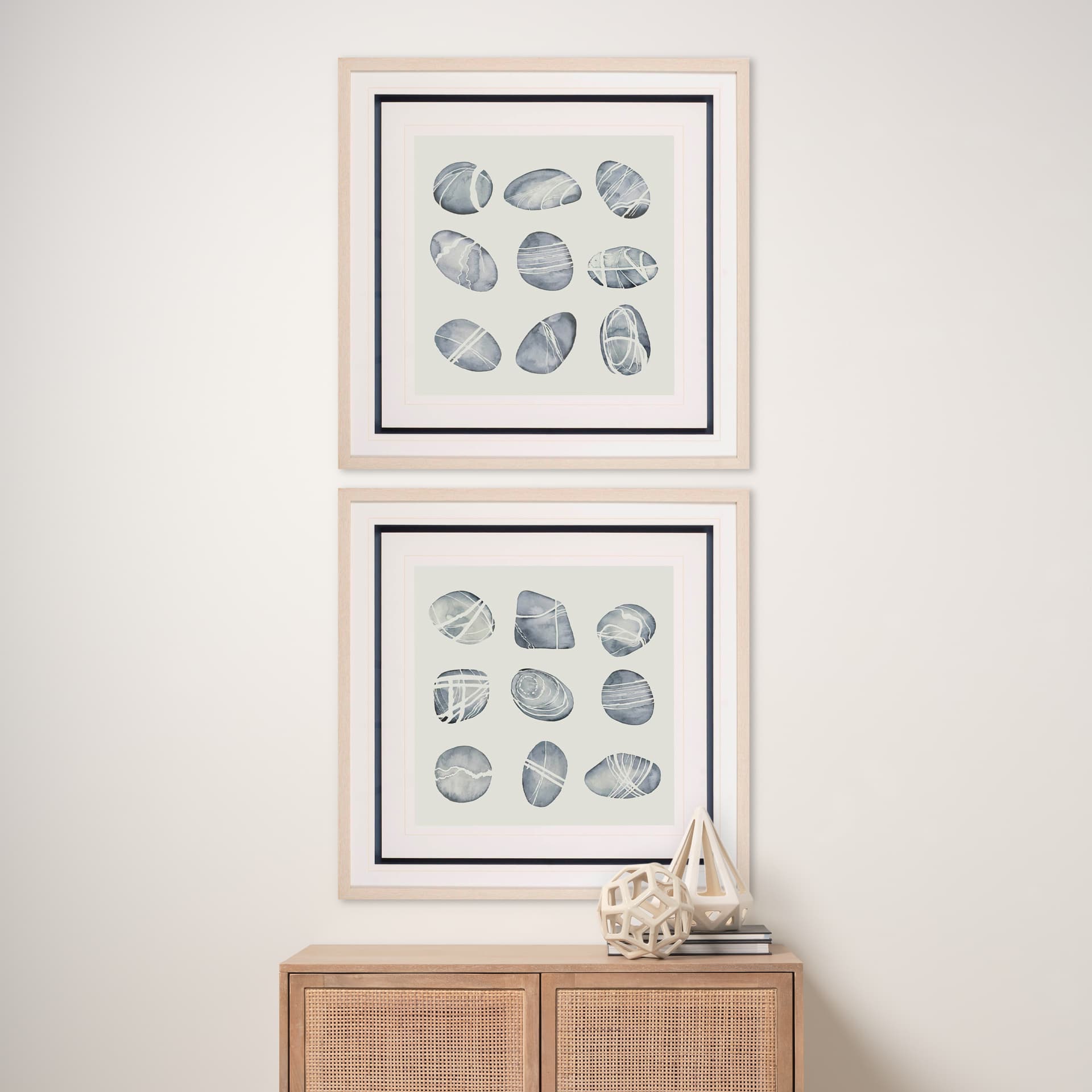 River Worn II by Grace Popp a Framed Art Print Matted under Glass — in a styled room