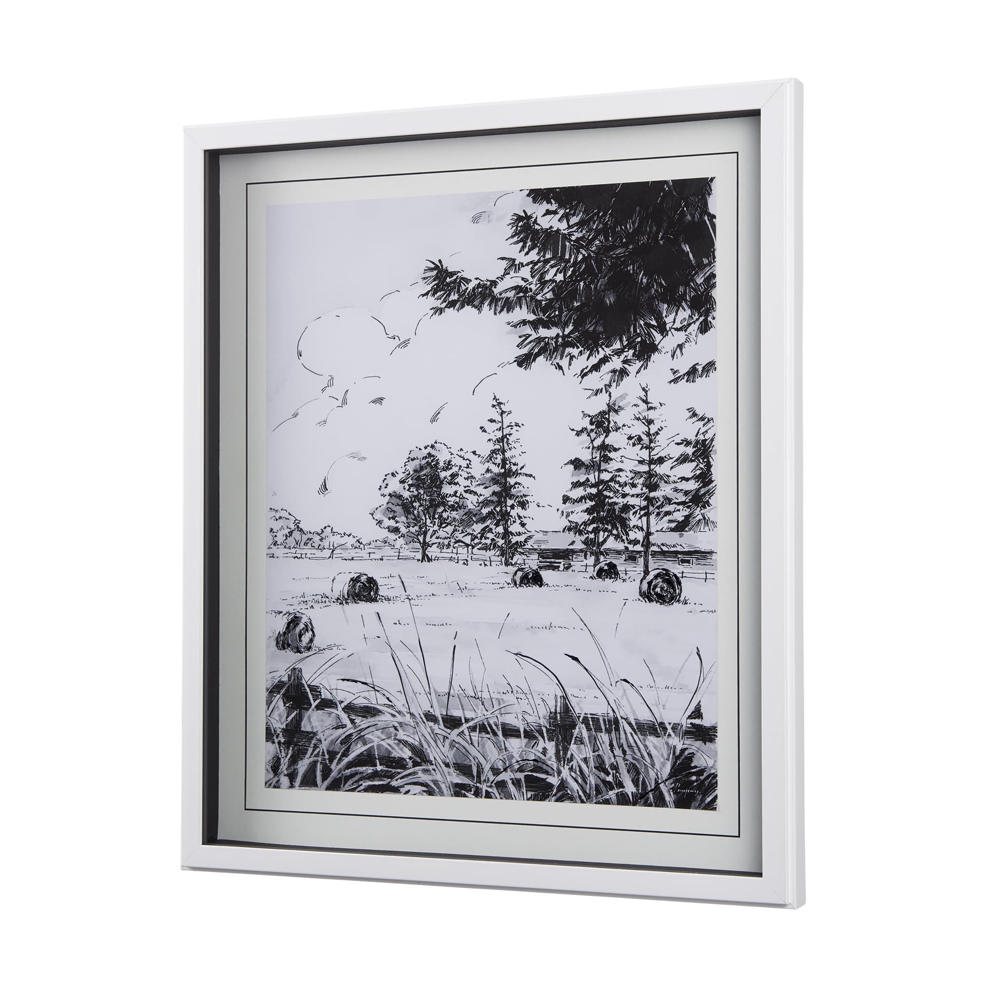 Farm View II by Mercana Studio a Hand Embellished Textured Framed Art Print Matted under Glass — product photograph