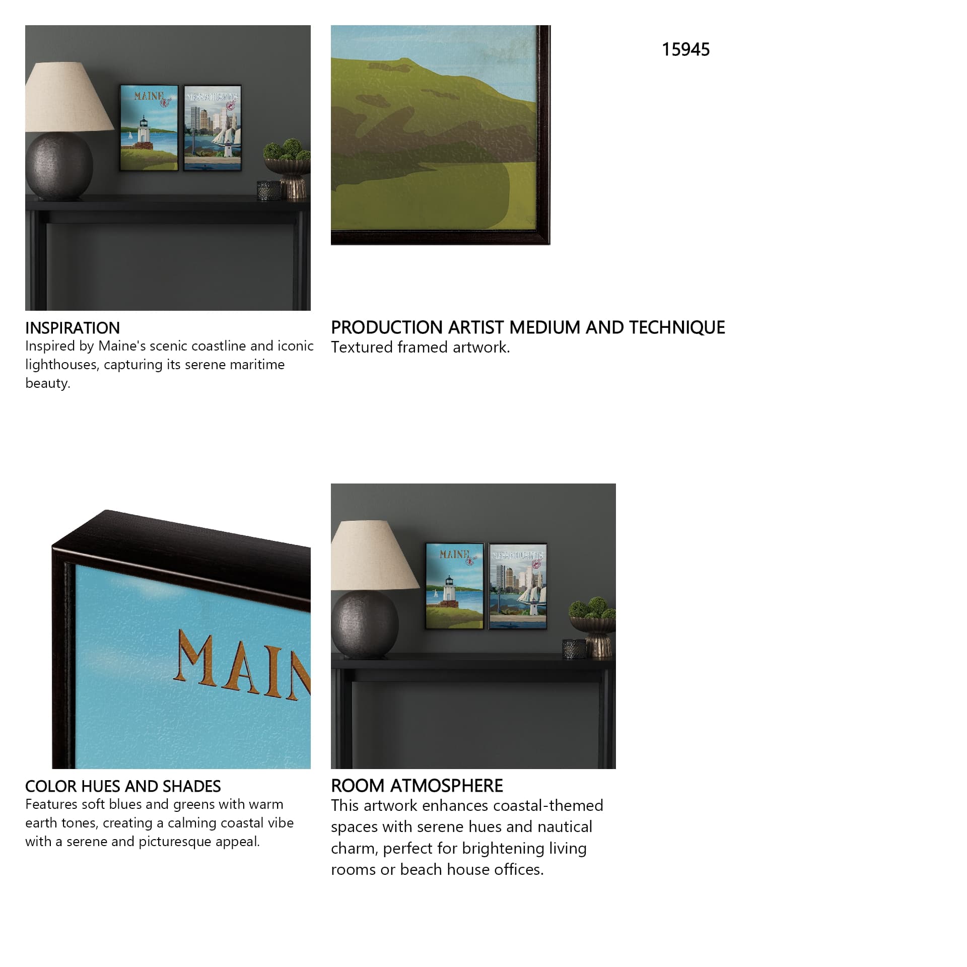 Maine GO (SM) by Mercana Studio Textured Framed Artwork Matted — in a styled room