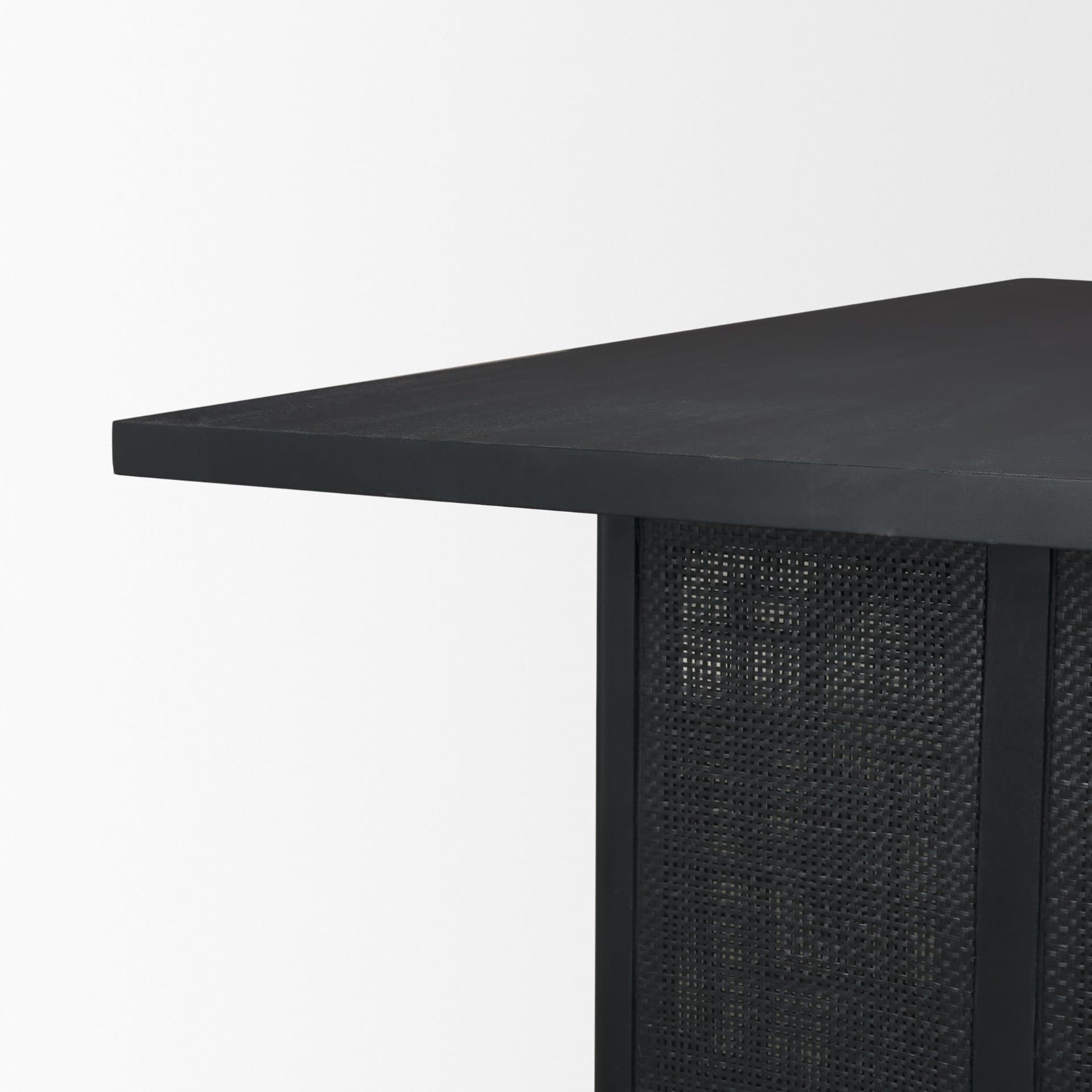 Grier 84"L x 38"W Dining Table | Modern | Black Wood & Black Wood/Cane | Seats 8 — product photograph