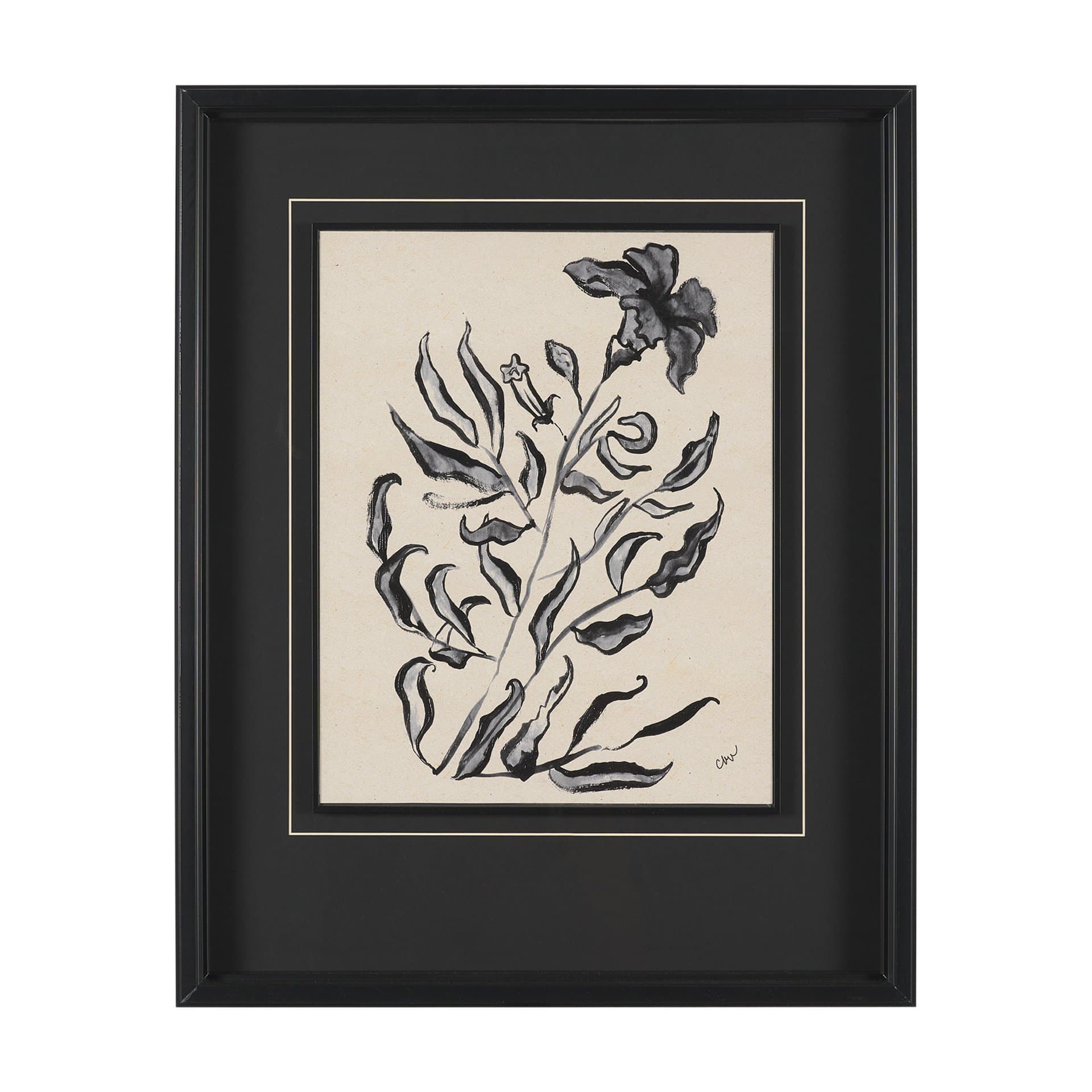 Pandora Plant by Cristina Bartl Villa Hand-Embellished Textured Framed Artwork Matted under Glass — product photograph