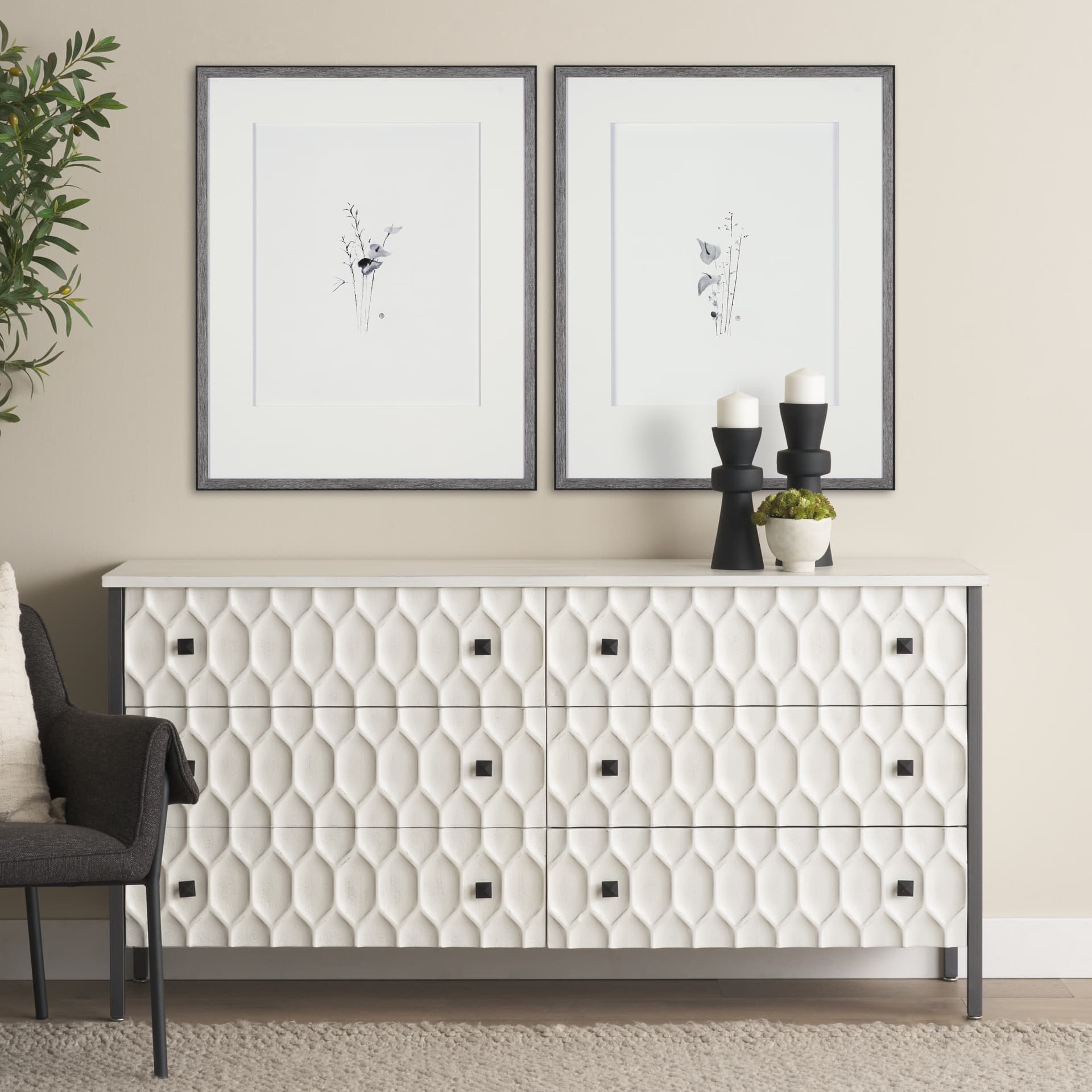 Anthurium I by Mercana Studio a Hand Embellished Textured Framed Art Print Matted under Glass — in a styled room
