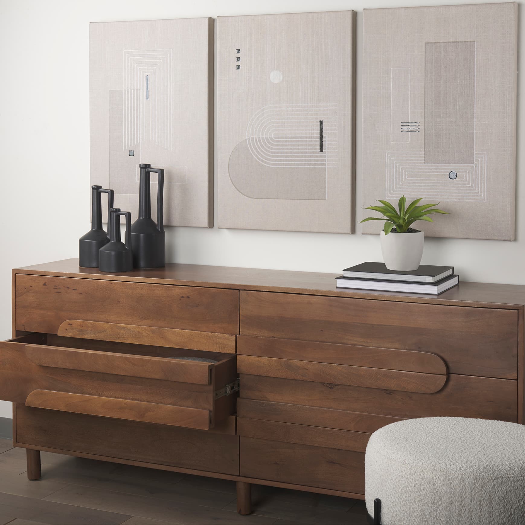 Balance VI by Mercana Studio a Hand Embellished Textured Canvas — in a styled room