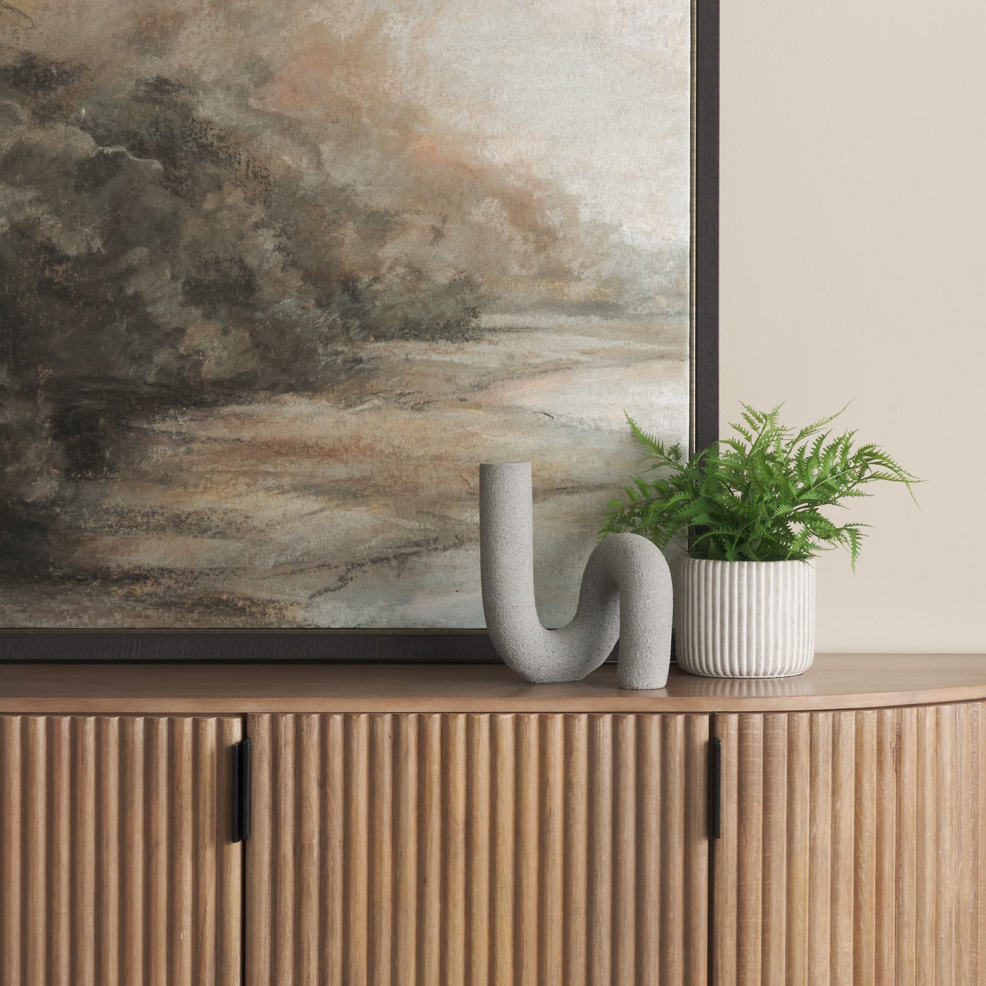 Kailyn Resin Textured Concrete Gray Decorative Object — in a styled room