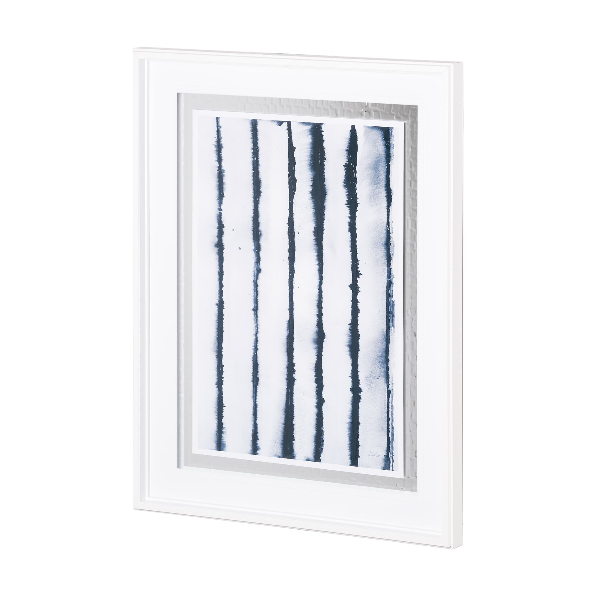 Indigo Lines II by Melody Ducharme a Hand Embellished Textured Framed Art Print Matted under Glass — product photograph