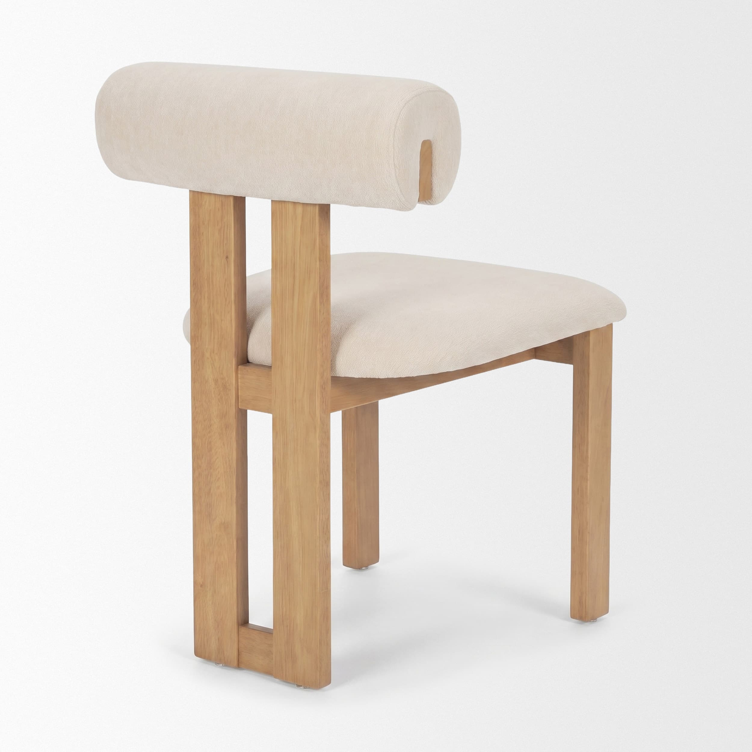 Tribeca Open Back Dining Side Chair | Cream Chenille w/ Brown Wood — product photograph