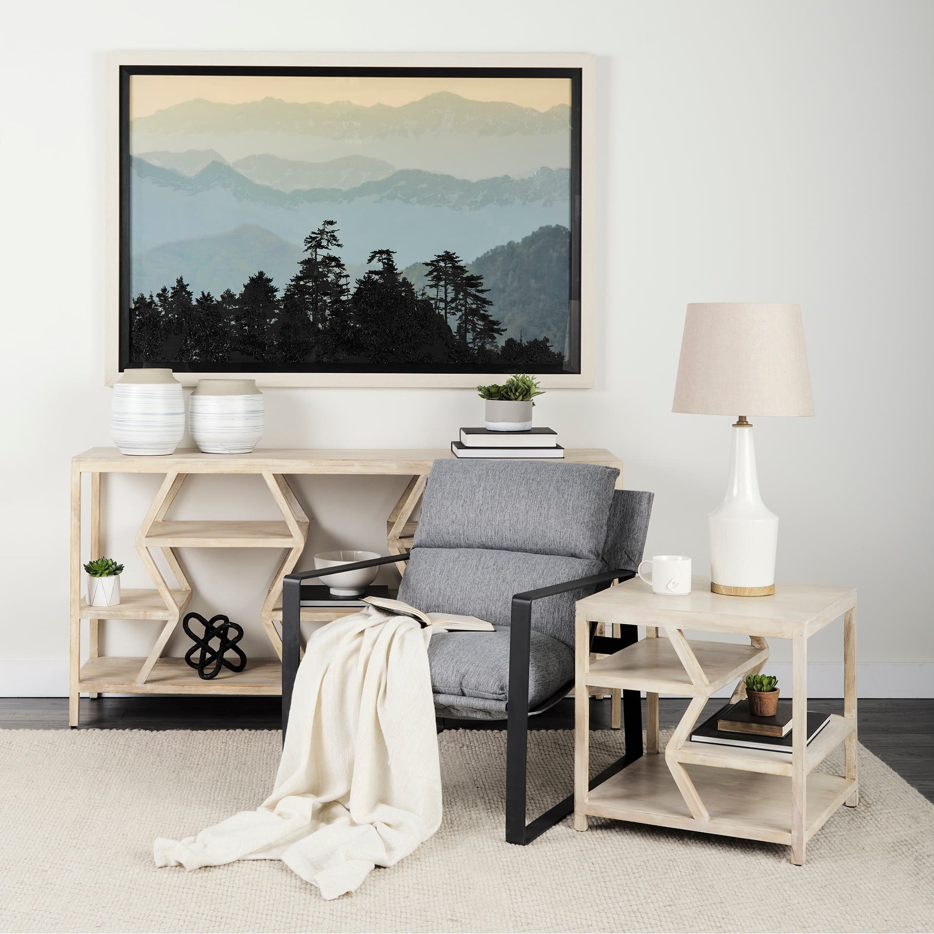Rebecca (28.5"H) White Crackled Ceramic Base Wood Accent Table Lamp — product photograph