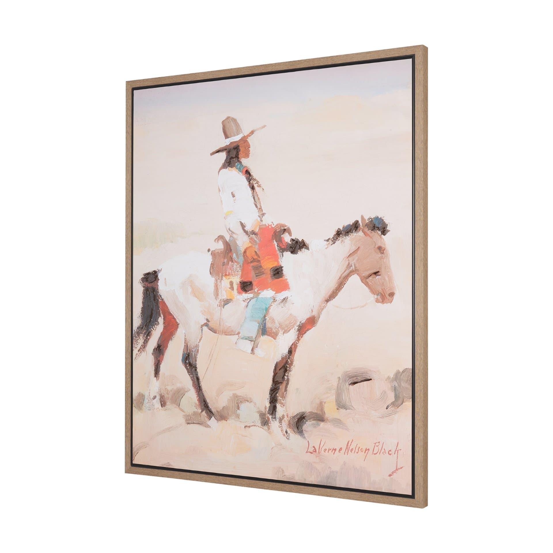 Indian Rider by LaVerne Nelson Black Hand-Embellished Textured Framed Canvas Artwork — product photograph