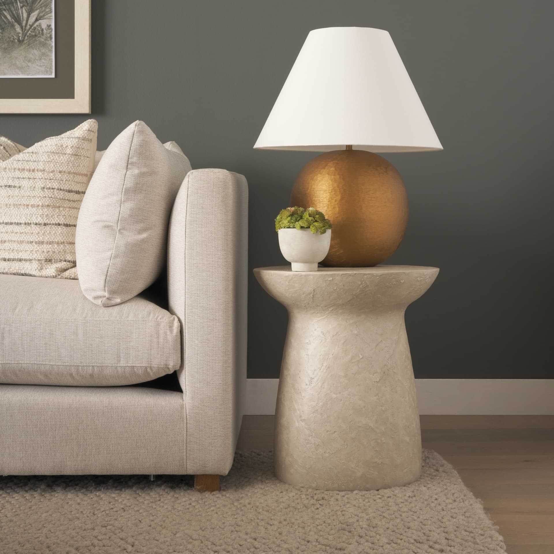Mesa Round Stone Finish Pillar Accent Table — product photograph