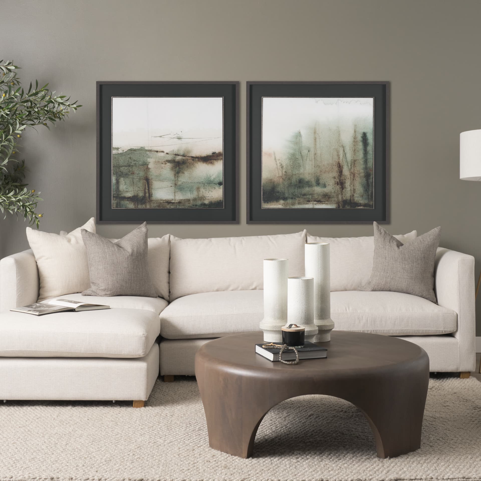 Watercolor Dreamscape III by Mercana Studio Hand Embelished Framed Artwork Matted under Glass — in a styled room