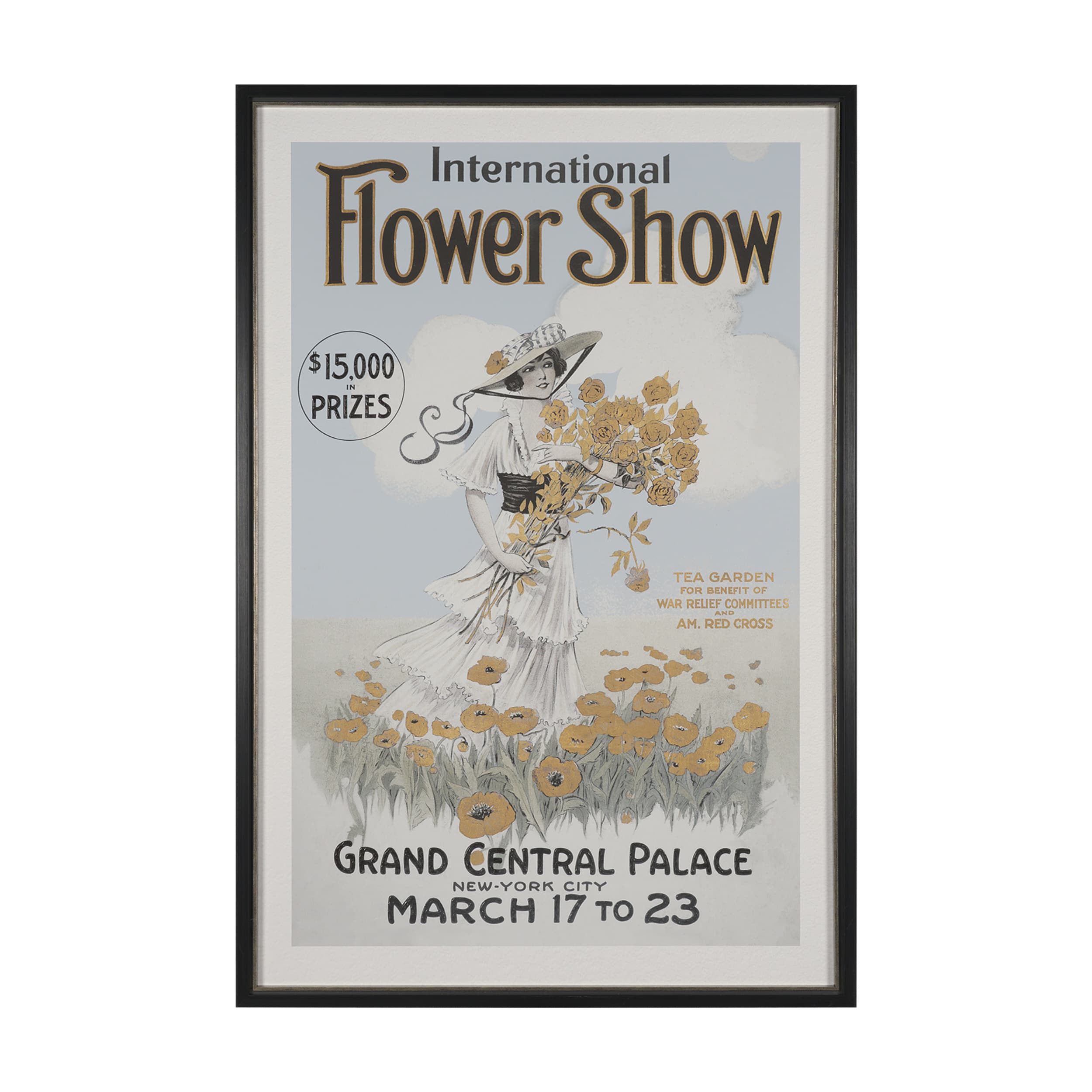 Ephemera Flower Show by The Vintage Collection Hand Embelished Framed Artwork Matted under Glass — product photograph