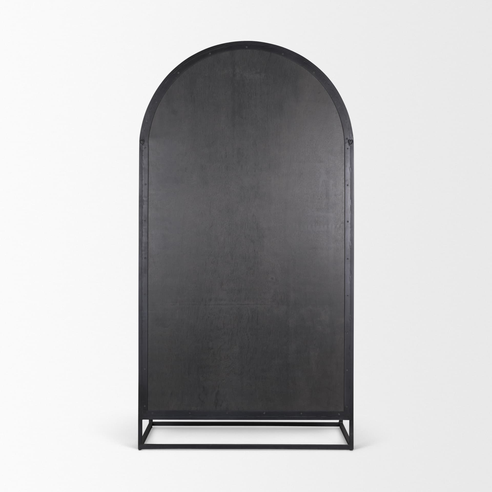 Sloan 42W x 80H Black Wood W/Black Metal Frame Arched Cabinet — product photograph
