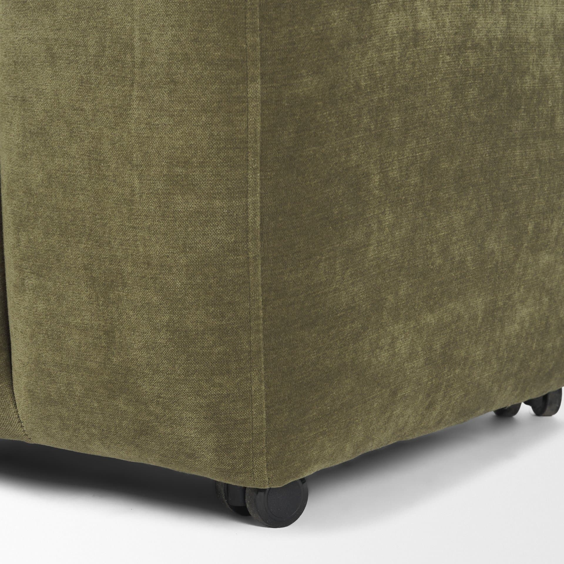 Wilkins Barrel Back Dining Arm Chair | Moss Olive Fabric w/ Wood — product photograph